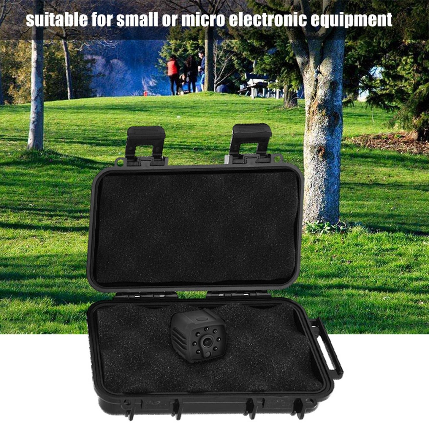 Tbest Small Waterproof Container,Outdoor Waterproof Shockproof Airtight Survival Box Storage Container Case Carry Box Black Dry Storage Box for Fishing Cam Hiking Outdoor Activities(A)