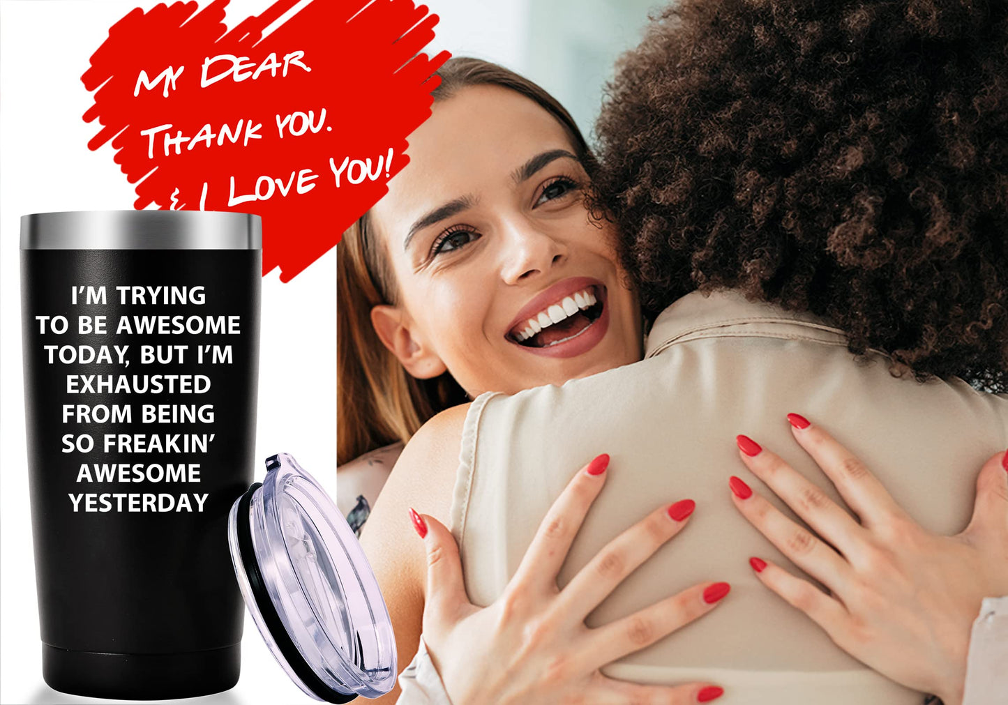 AMZUShome I'm Trying to Be Awesome Today Travel Mug Tumbler.Inspirational Gifts,Work Gifts for Boss,Coworker,Colleague,Dad,Mom.Birthday Christmas Gift for Men Women(20oz Black)