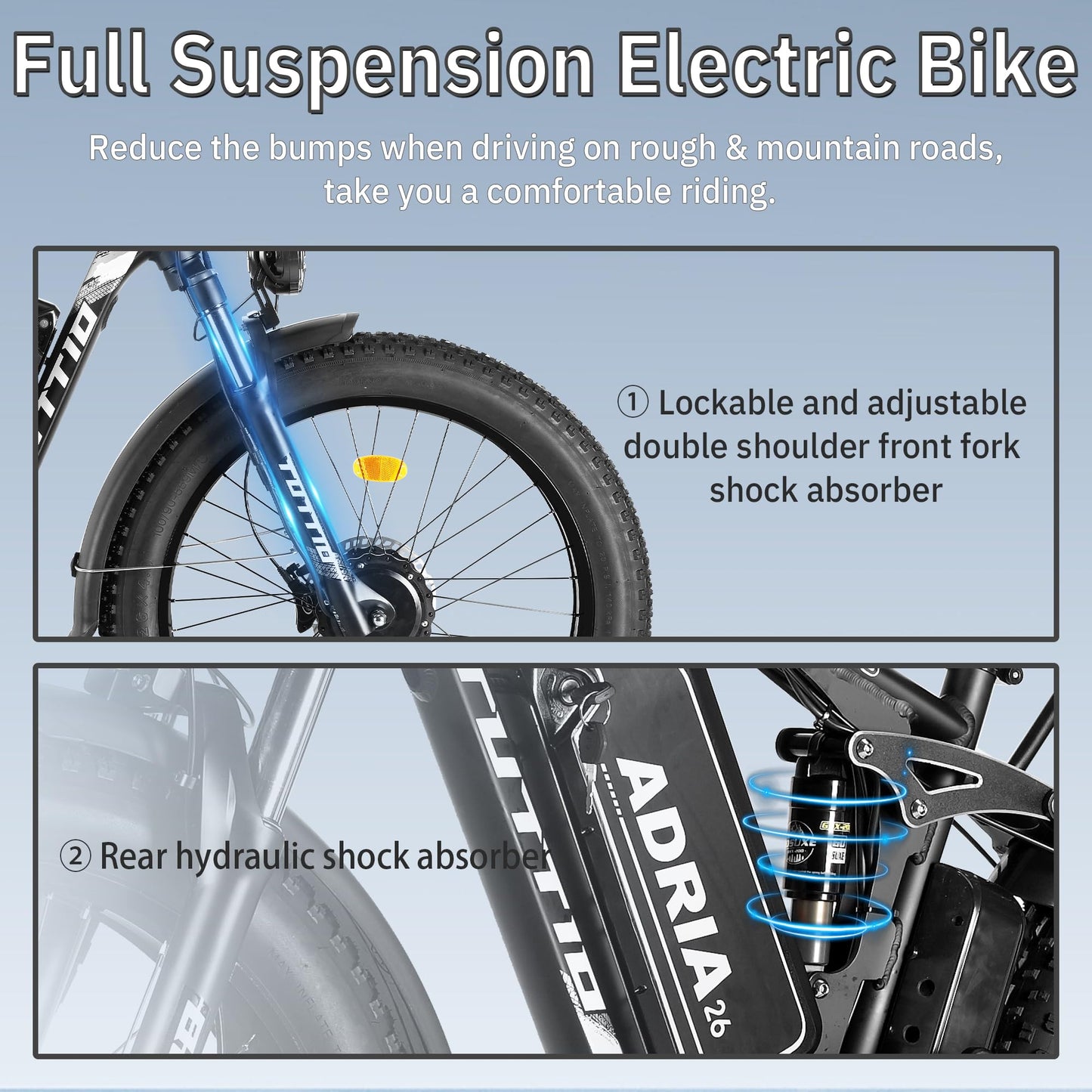 TUTTIO Electric-Bike for Adults-Men, Dual-Motor-Ebike 40-46MPH, 52V 30AH Long Range Electric Bicycle, 26" Fat Tire Dirt-Bike, Full Suspension Mountain Bike for Off-Road Snow Sand Hunting (Black)