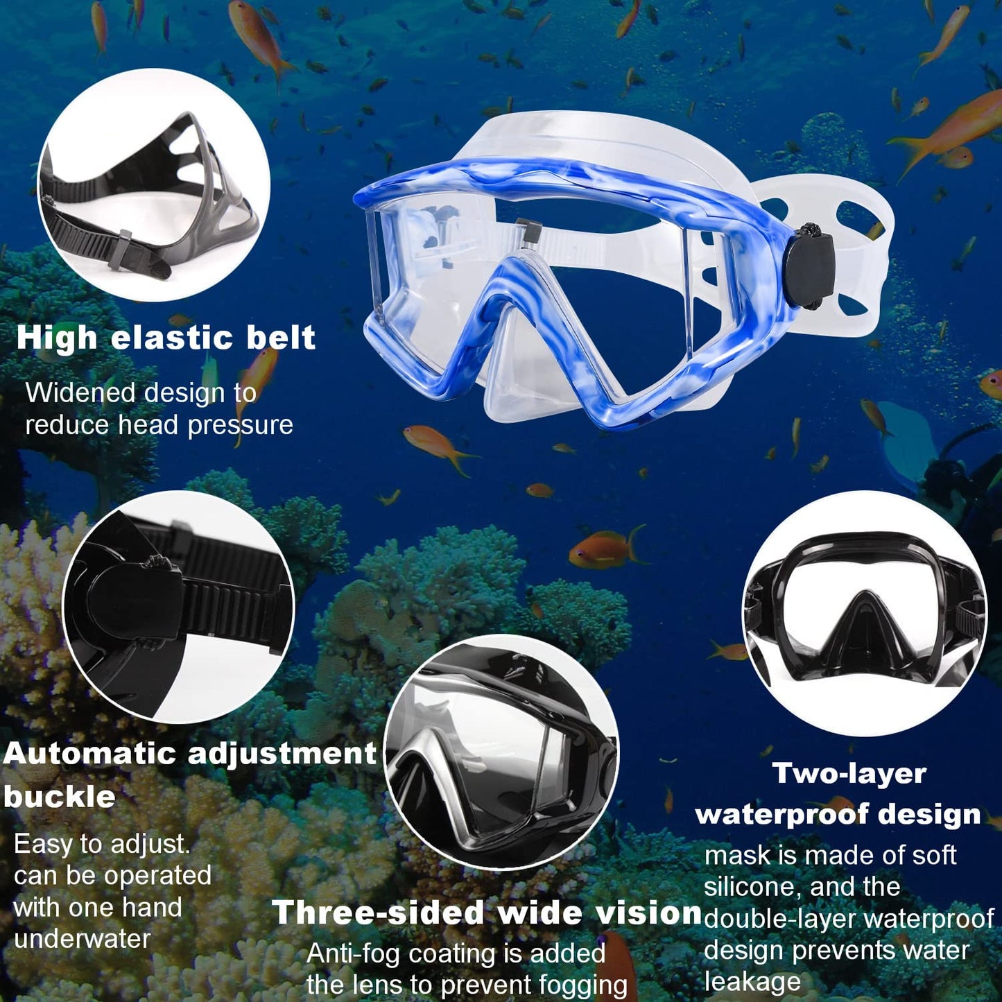 AQUA A DIVE SPORTS Diving mask Anti-Fog Swimming Snorkel mask Suitable for Adults Scuba Dive Swim Snorkeling Goggles Masks