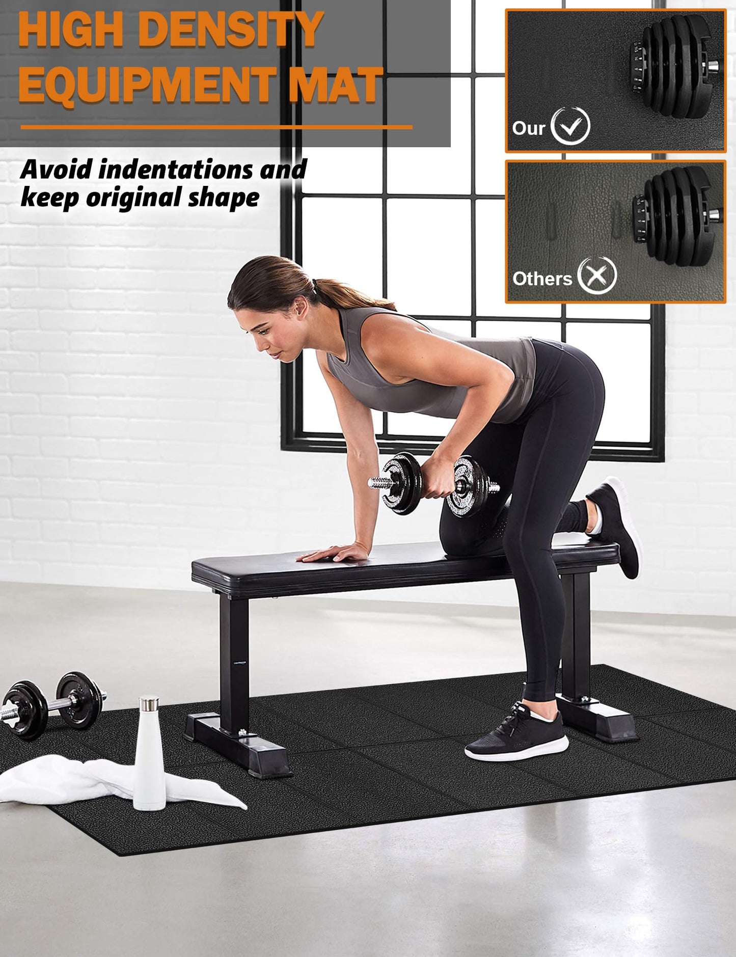 WERCHO Exercise Equipment Mat 24" x 68" Foldable Treadmill Bike Mat for Carpet Hardwood Floors Walking Pad Mat for Exercise Gym Equipment Rowing Machine Stationary Indoor Bike Trainer Mat Non Slip