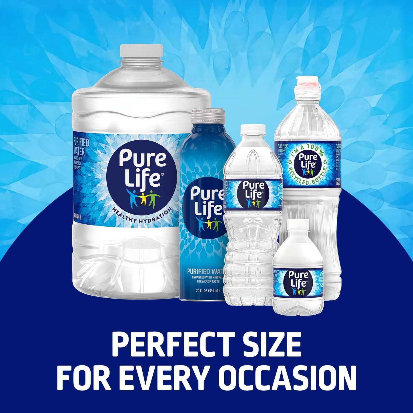 Pure Life Purified Water Bottles, 24 Pack - Still Bottled Water with Added Minerals for a Crisp Taste, Plastic Bottles - 8 Fl Oz
