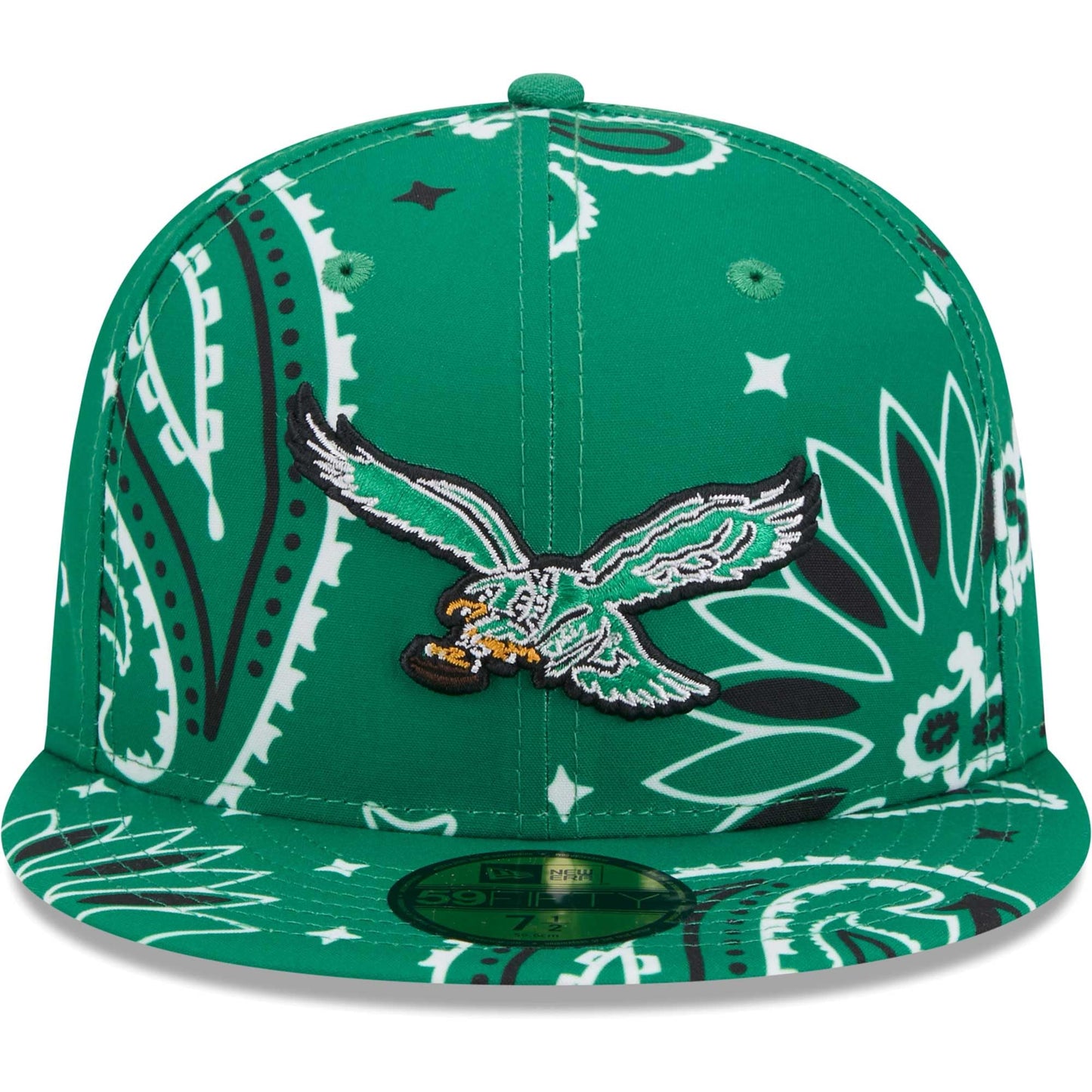 New Era Men's Kelly Green Philadelphia Eagles Throwback Paisley 59FIFTY Fitted Hat