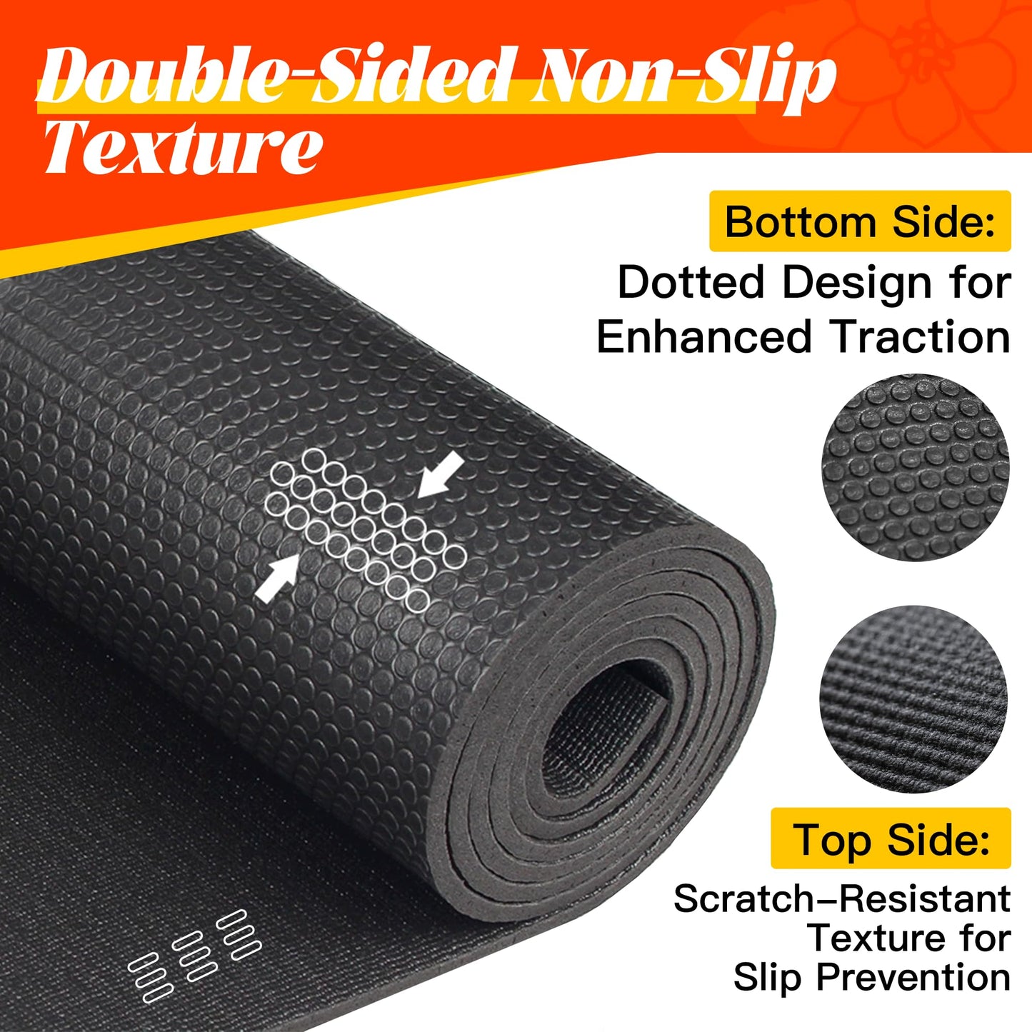 VTORY 8mm Large Workout Mat 6×4 ft – Extra Large Wide Yoga Mat & Pilates Mat Thick, Non-Slip Exercise Mat for Home Gym, Home Workout, HIIT, Strength, Stretching