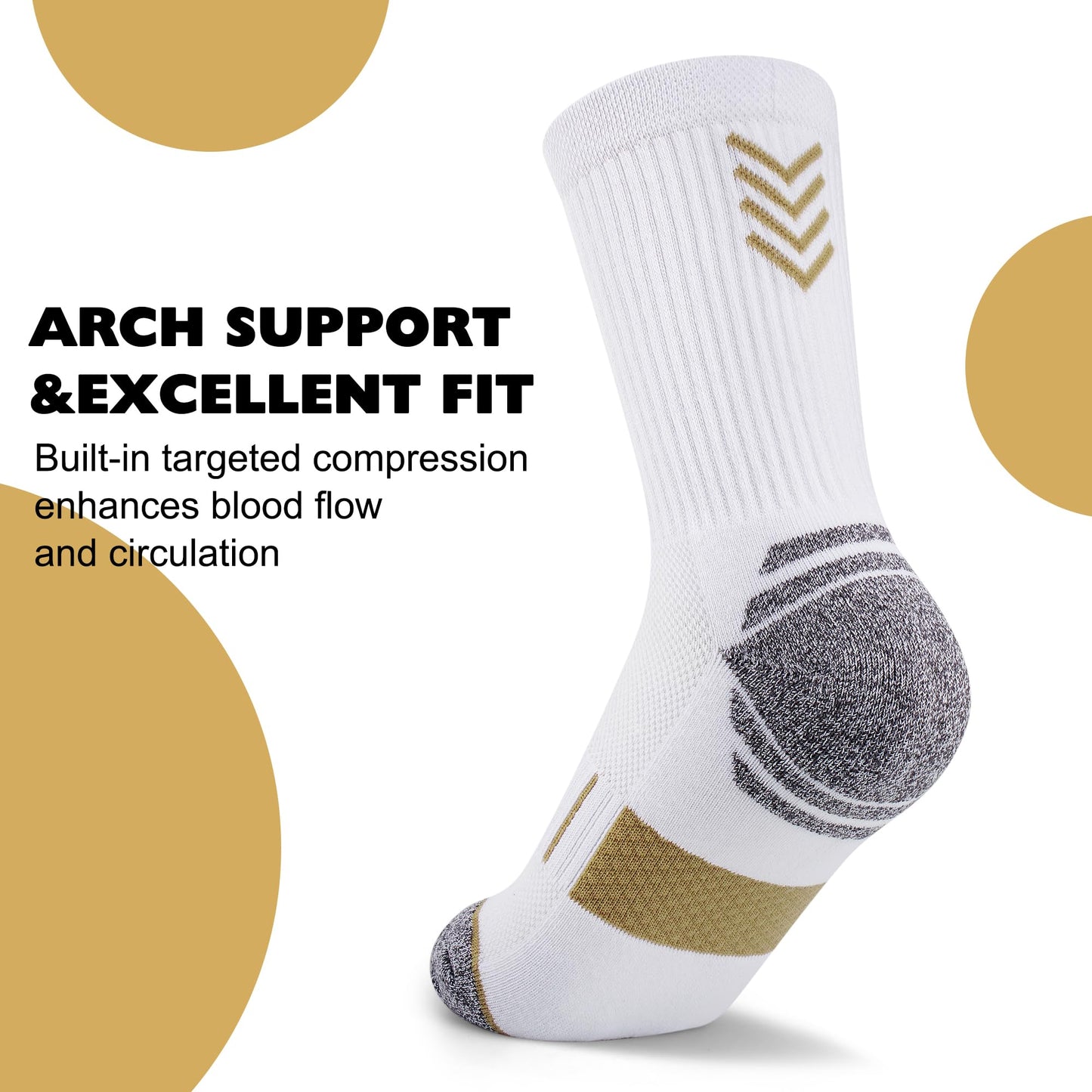 Amutost Crew Socks Women 3-6 Pairs: Hiking Athletic Running Crew Socks with Support Cushioned Socks