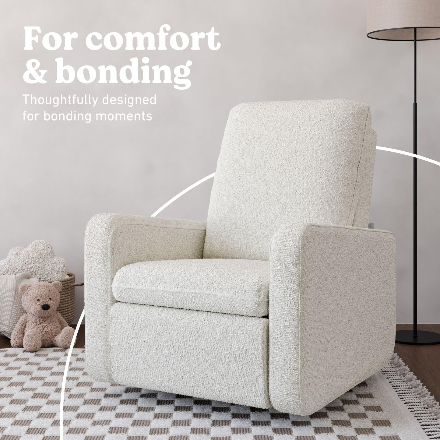 Graco Teddi Power Recliner Swivel Glider (Ivory Boucle) – Electronic Power Recline, USB-A & USB-C Charger, Premium Cushioning & Comfort