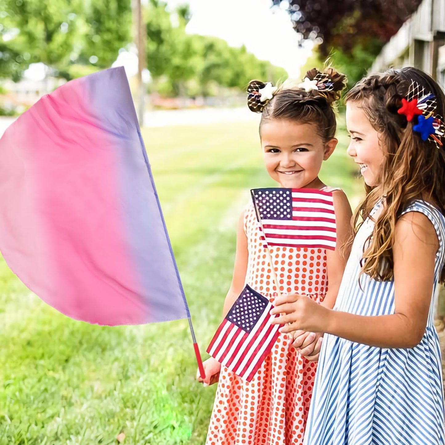 Worship Flag with Scalable Rod for Kids Children, 36" Semicircle Flex Chiffon Flag for Dance Practice Performance, Praise Flag, Divine Flag, Church Flag (B14)