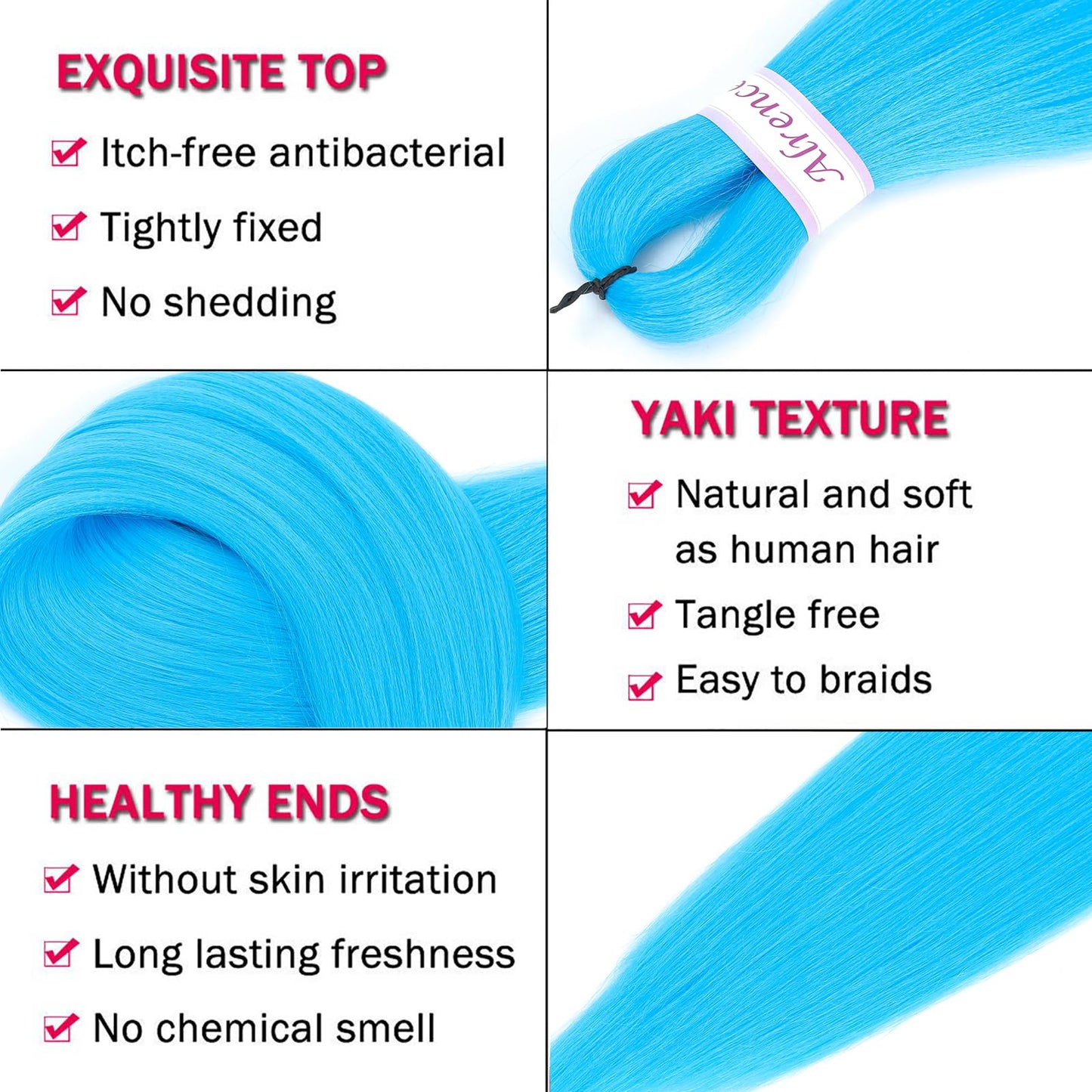 Alrence Pre Stretched Braiding Hair Long Braid 30 Inch 8 Packs Professional Braiding Hair Extensions Synthetic Crochet Twist Braids (30 Inch, Light Blue)