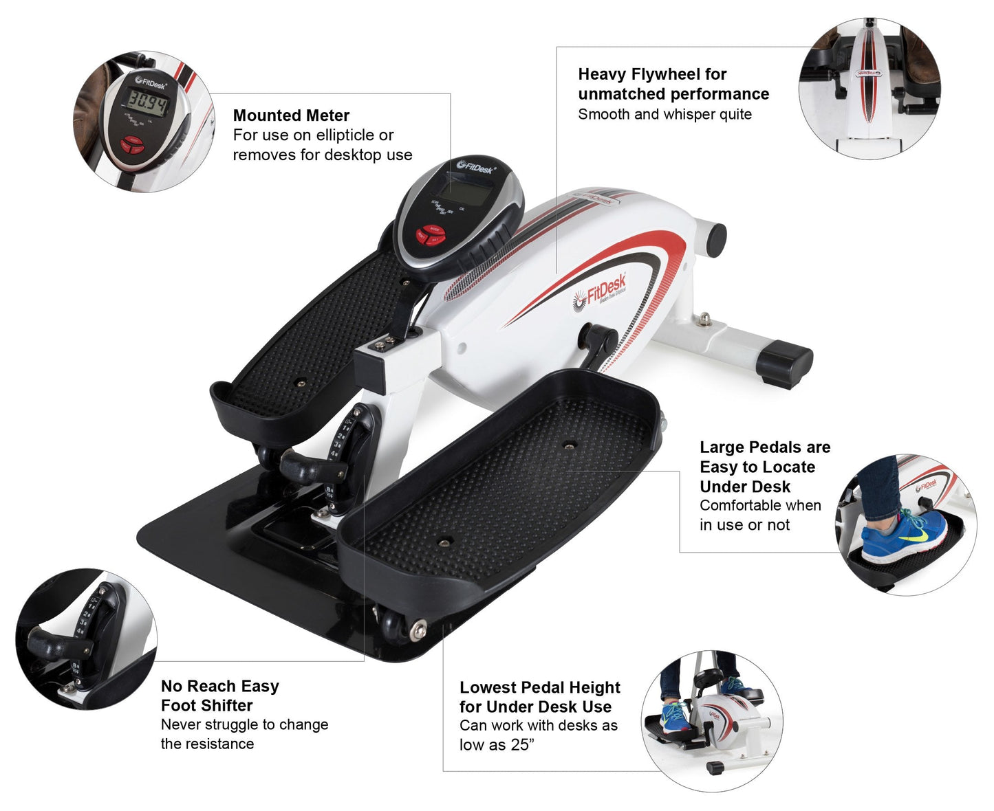 FitDesk Under Desk Elliptical Trainer - Elliptical Bike Pedal Machine for Home Use or Office