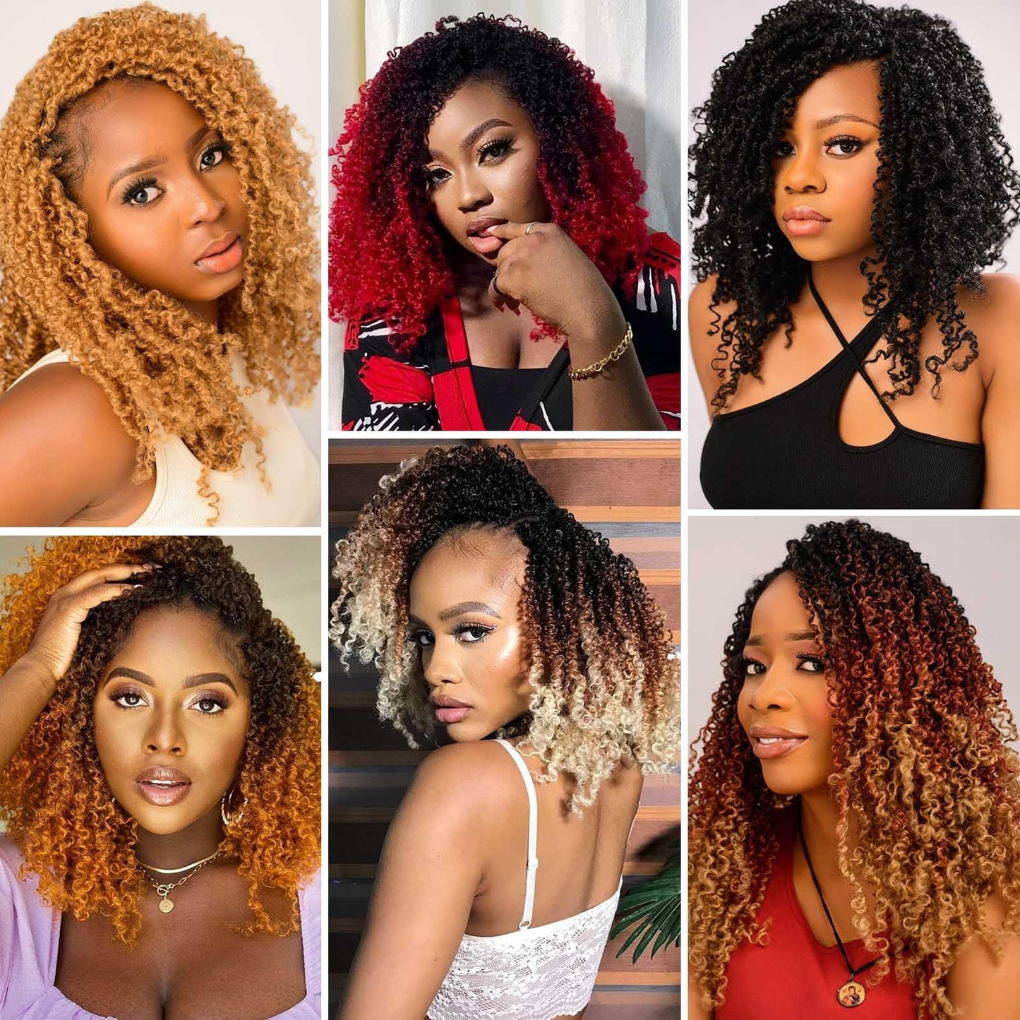 Aksice 10 Inch 3 Packs Yanky Twist Crochet Hair for Women Pre-looped Mini Twist Hair Bohemian Passion Twist Crochet Hair Boho Crochet Braids Synthetic (1B/30/27)
