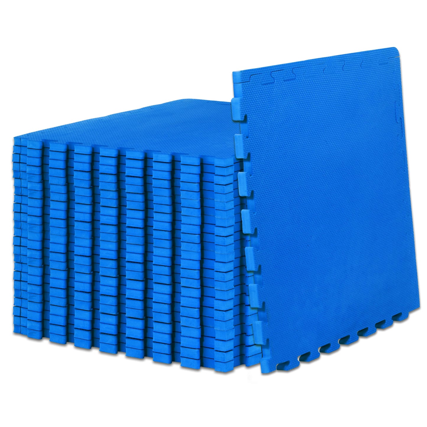 ProsourceFit Extra Thick Puzzle Exercise Mat , EVA Foam Interlocking Tiles for Protective, Cushioned Workout Flooring for Home and Gym Equipment, Blue - 3/4 inch - 96 Sq Ft - 24 Tiles