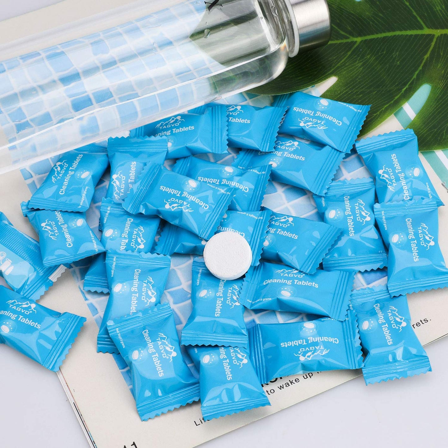 TAGVO 36 Pack Cleaning Tablets for Hydration Bladder - All Natural, Odor Free, Easy Removes Stubborn Stains Cleaning Tabs for Water Reservoir, Sport Water Bottles, Water Bladder, Hydration Backpack