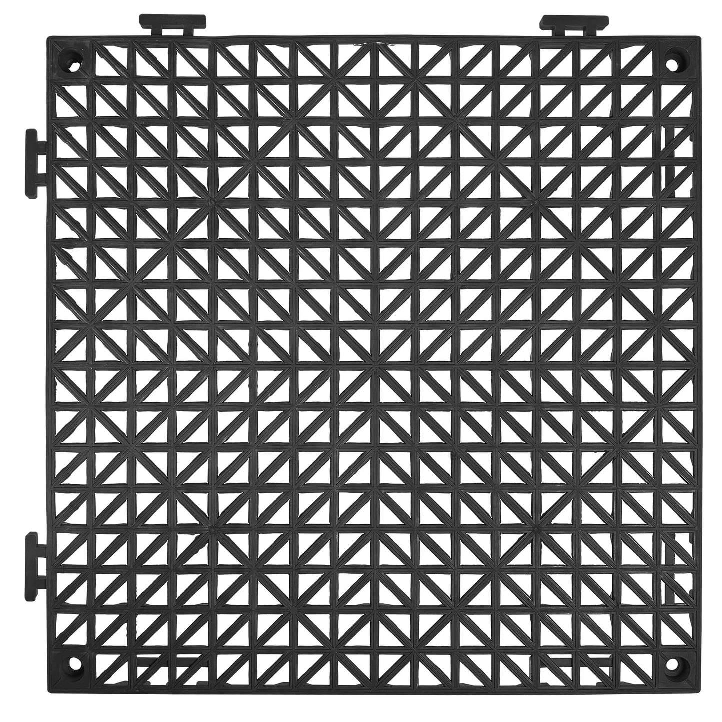 VEVOR Interlocking Tile 55PCS Black, Drainage Tiles 12" x 12" Splicing, Soft PVC Interlocking Drainage Floor Tiles, Non-Slip Drainage Holes for Restroom, Bathroom, Kitchen, Pool, Wet Areas