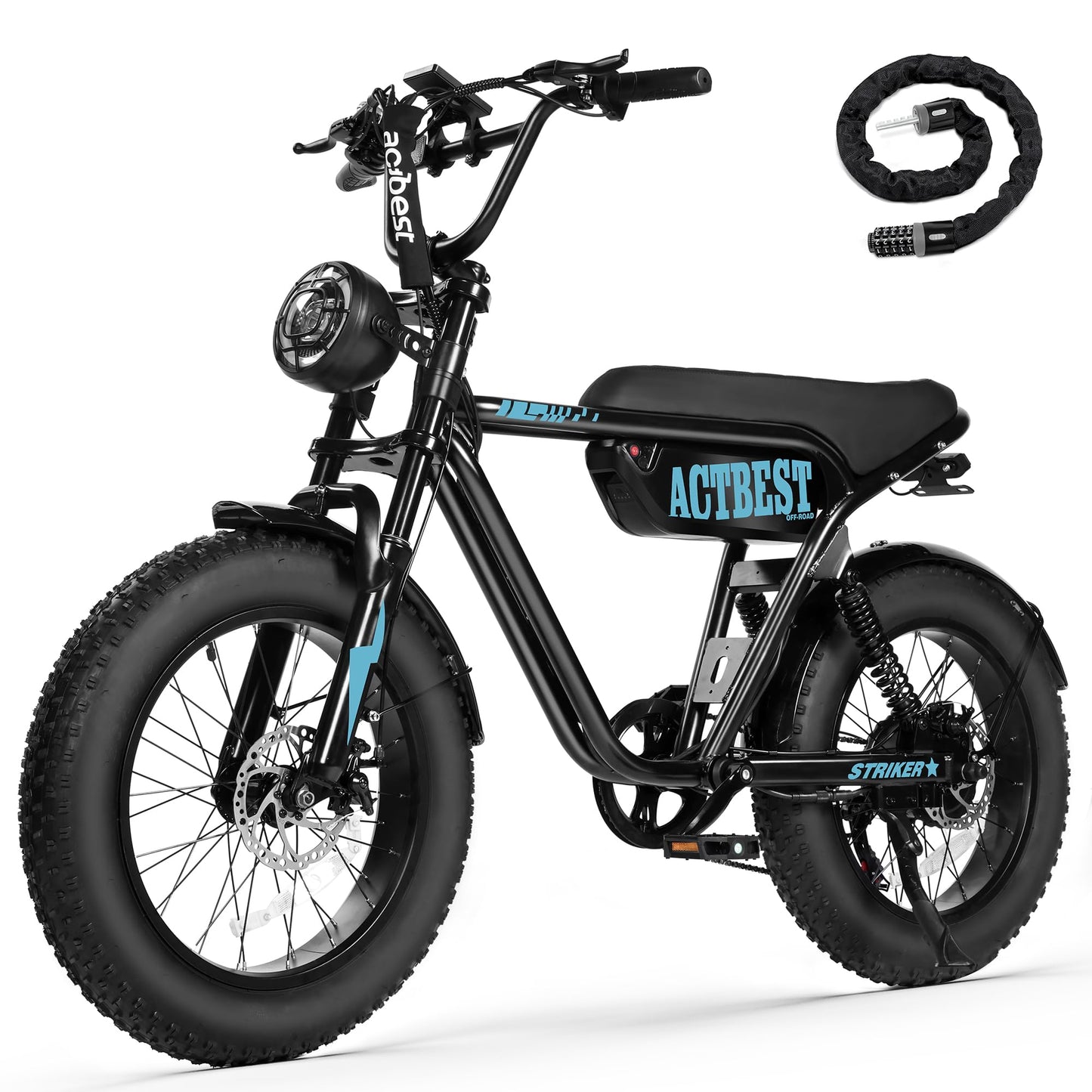 ACTBEST 20"/16" Electric Bike,Peak 1500W/1200W, 48V 15.6Ah/10.4Ah Fat Tire All-Terrain Electric Motorcycle,Full Suspension,UL2849 Electric Dirt Bike for Adults on Mountains/Snow/Sandy,59U
