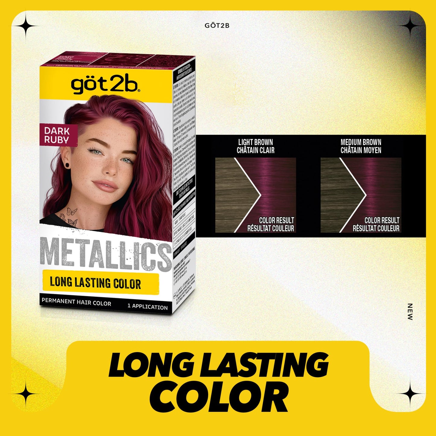 Schwarzkopf Got2b Metallics Permanent Hair Color, M68 Dark Ruby