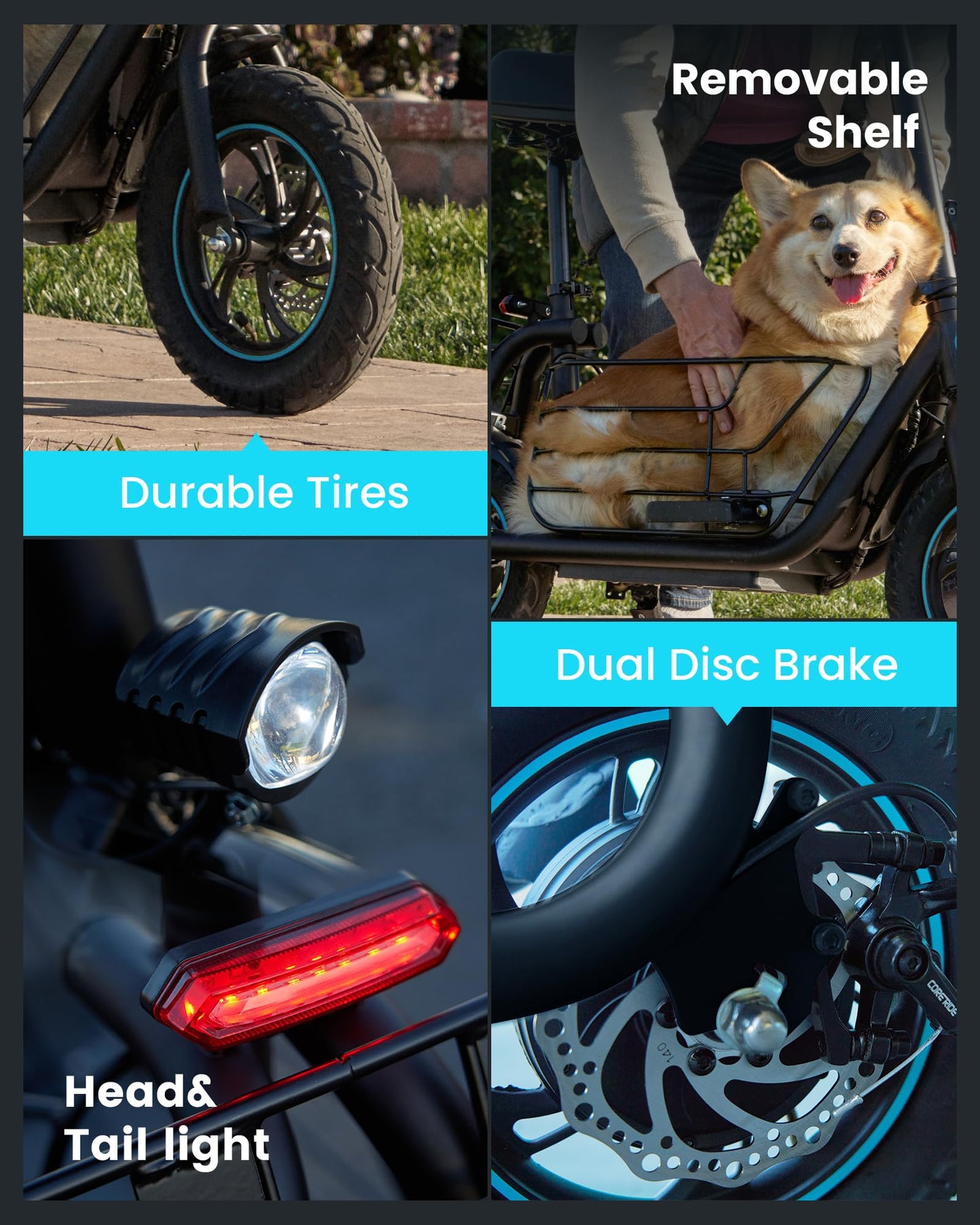 Gyroor Adults Electric Scooter with Large Middle Basket, 550W Motor 18.6 MPH 20 Mile Distance, Foldable E-Scooter with seat for Pets & Cargo, C1S-FP9