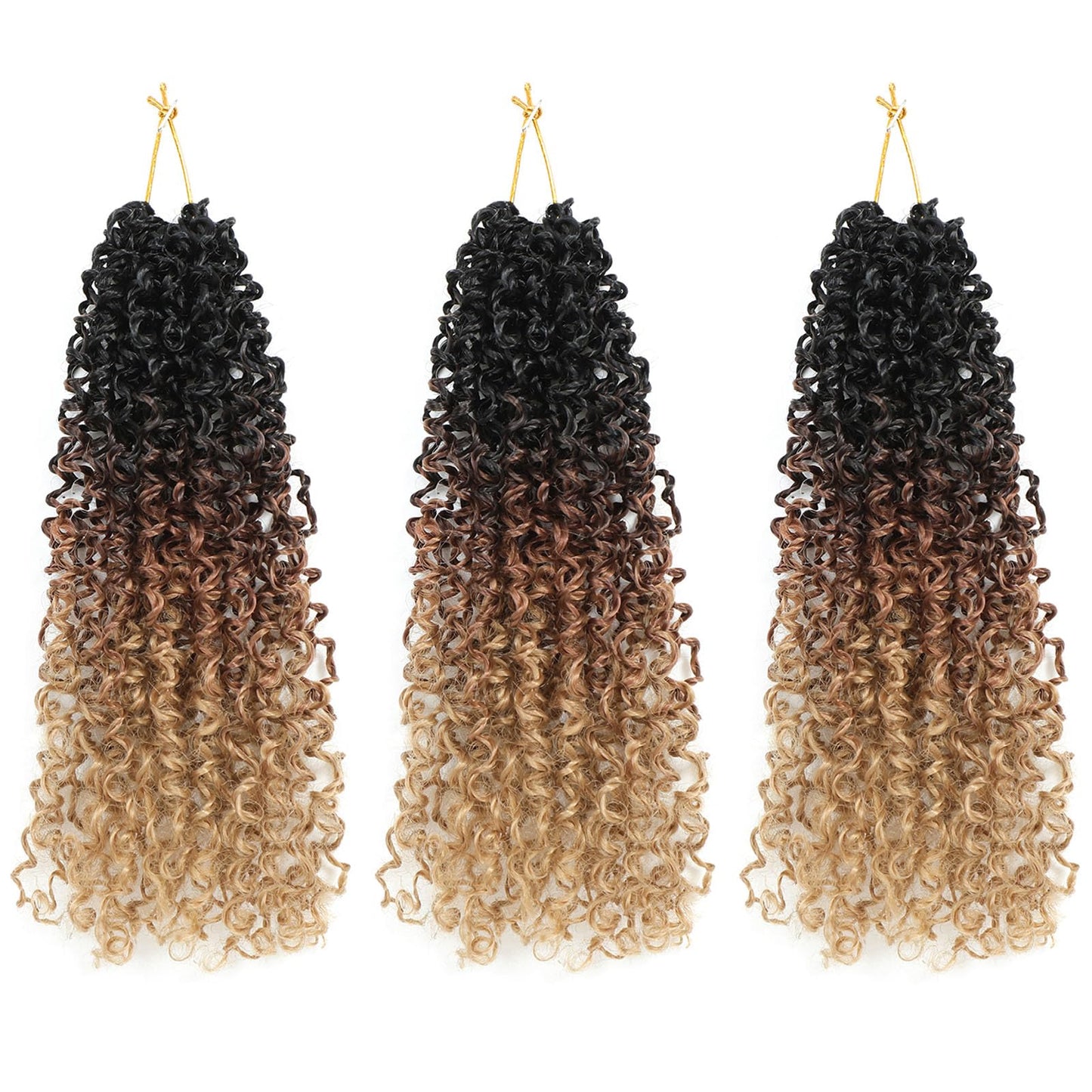 Aksice 10 Inch 3 Packs Yanky Twist Crochet Hair for Women Pre-looped Mini Twist Hair Bohemian Passion Twist Crochet Hair Boho Crochet Braids Synthetic (1B/30/27)
