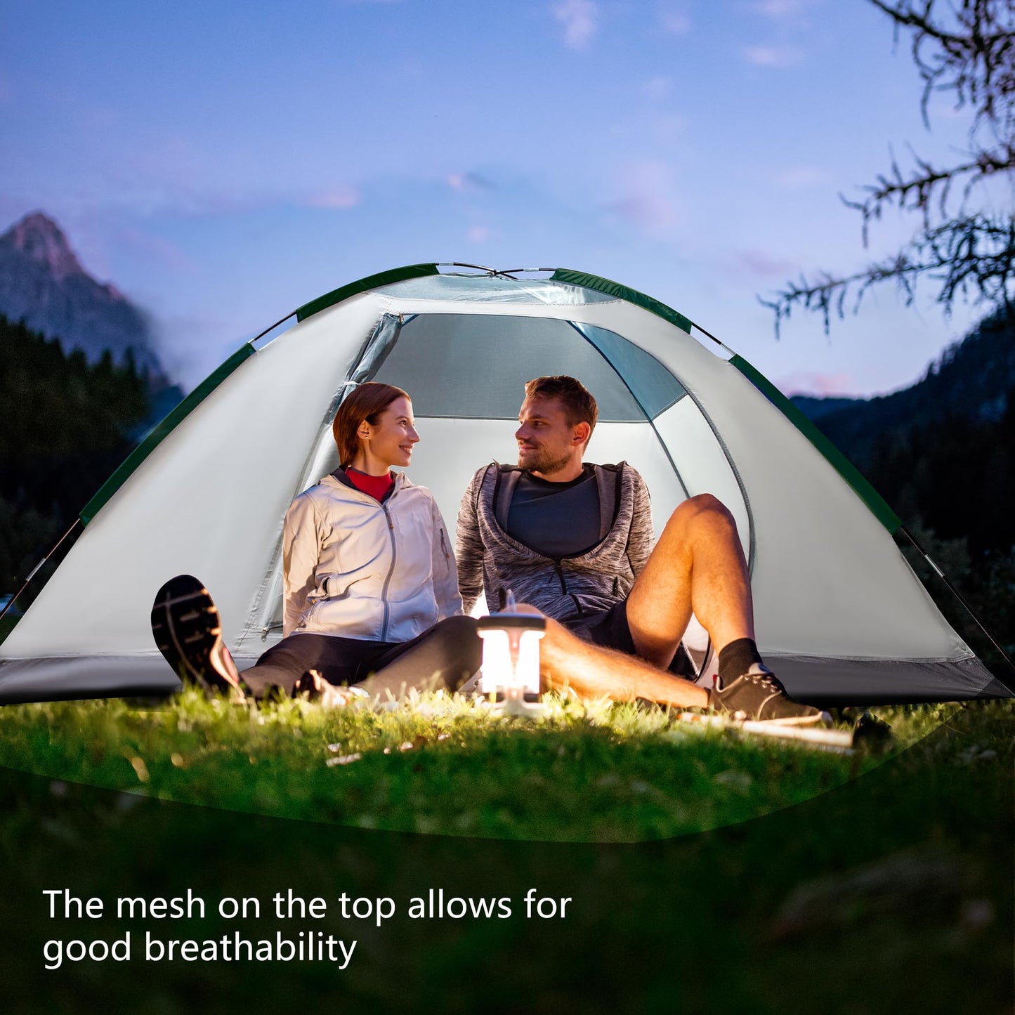ASFANES Screened Camping Tent, 4 Person Waterproof, Haven Tent, Backpack Double Layer Shelter, Easy Setup and Portable for Outdoor, Picnic, Army Green.