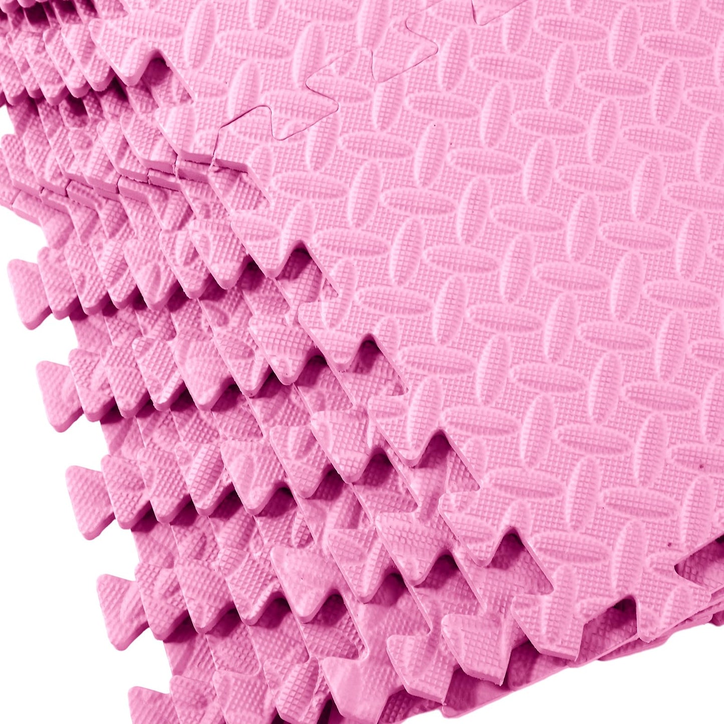 Shihanee Foam Floor Baby Tiles Foam Floor Mats Play Mats Bulk with Borders Interlocking for Kids Baby Playroom Nursery Gym (Light Pink,16ft)