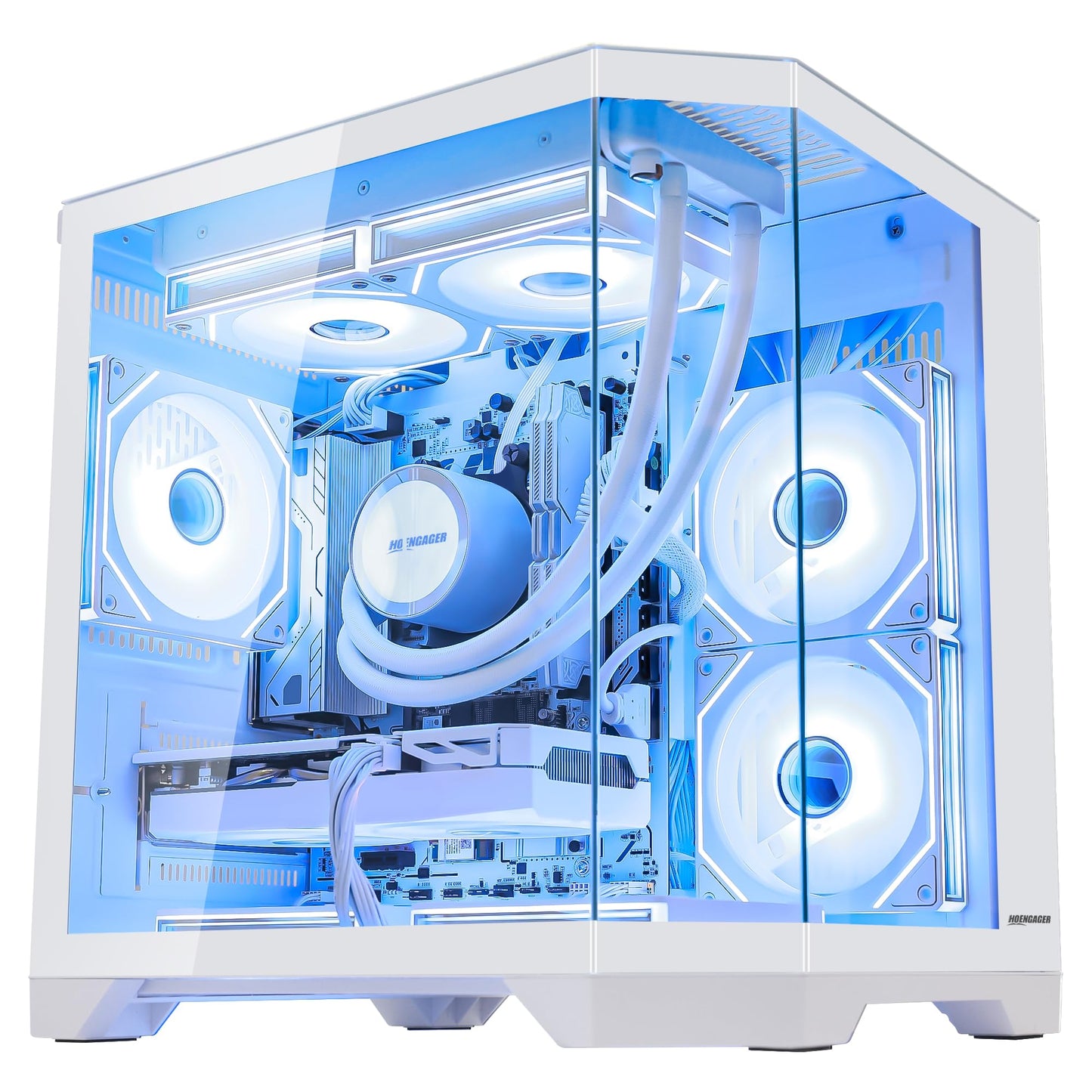 HOENGAGER Ocean of Stars Gaming PC -AMD Ryzen 7 7800X3D 4.2 GHz, RTX 4060 8G, 32GB DDR5 RAM 6000MHz, 1TB PCIe SSD, 11AC WiFi, Windows 11 Pro 64-bit -White