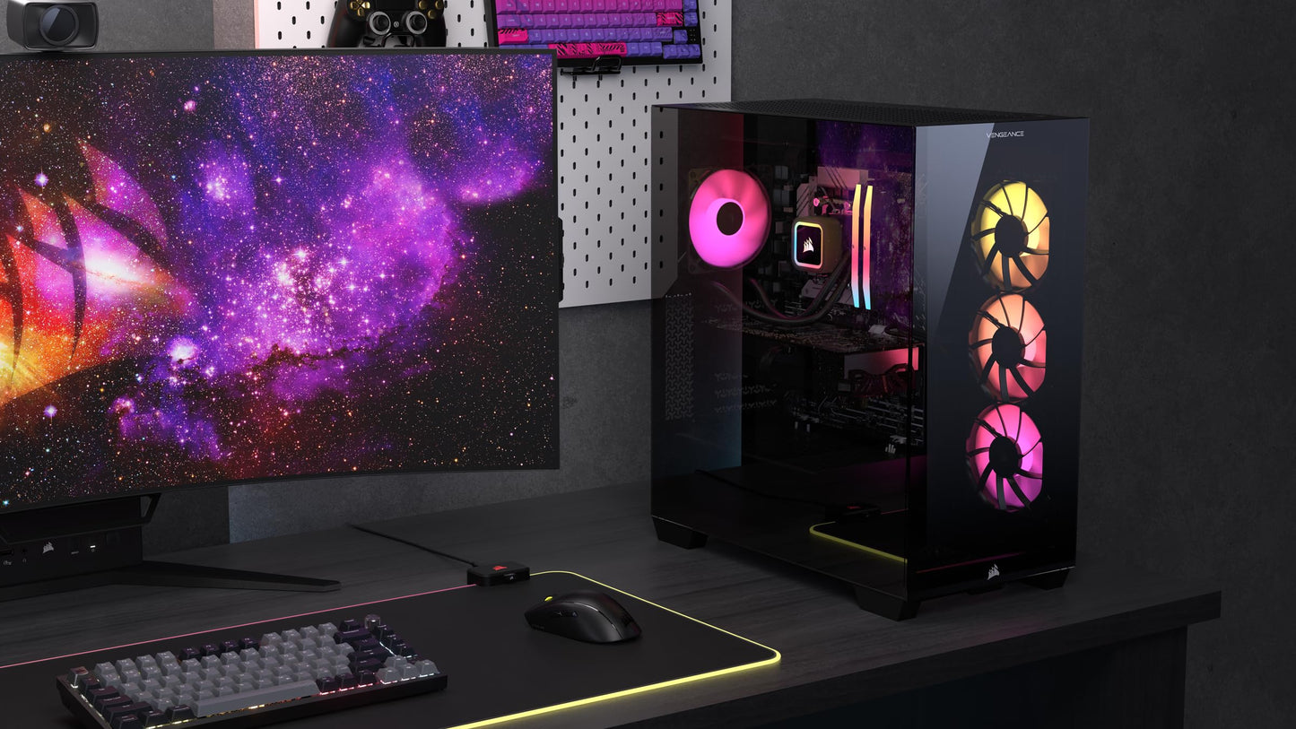 Corsair Vengeance a7500 Gaming PC – Liquid Cooled AMD Ryzen 7 7800X3D CPU – NVIDIA GeForce RTX 5070 GPU – 32GB Vengeance RGB DDR5 Memory – 1TB M.2 SSD – Black