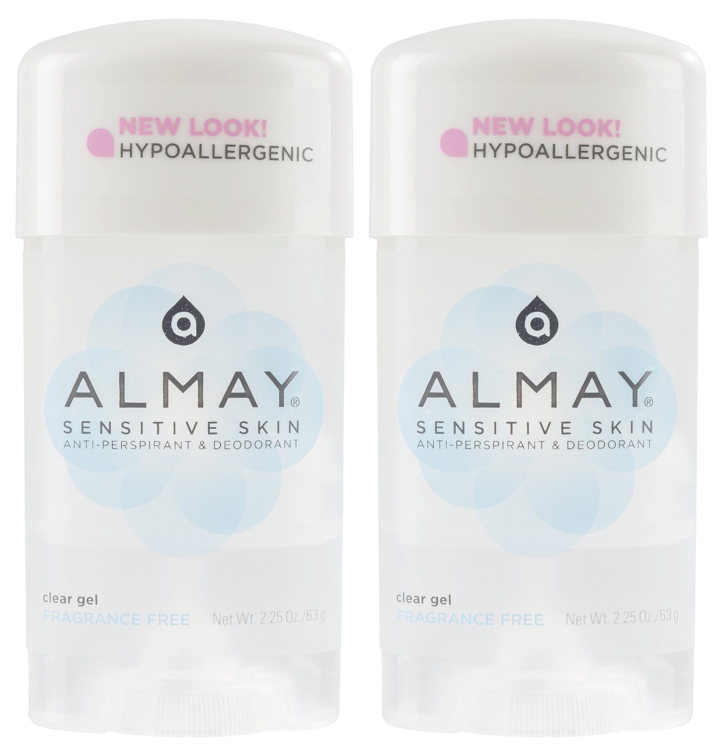 Almay Sensitive skin Clear Gel, Anti-Perspirant & Deodorant, Fragrance Free, 2.25-Ounce Stick (Pack of 2)