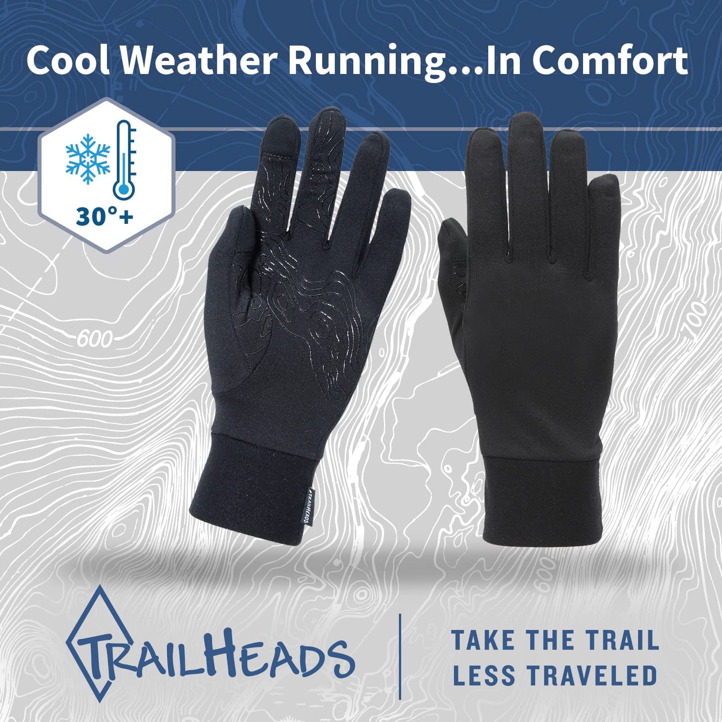 TrailHeads Running Gloves for Women | Lightweight Gloves with Touchscreen Fingers | The Elements - Black (Small)