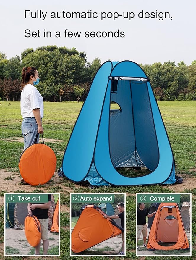 1-2 Person Portable Pop Up Shower Privacy Shelter Tents with 3 Windows, Waterproof Anti-UV Picnic Camping Fishing Shelter Tent, Outdoor Dressing Room Beach Isolation Sun Shelter (Camouflage)