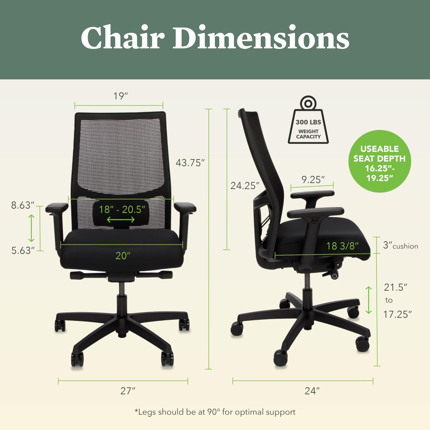 HON Ignition 2.0 Ergonomic Office Chair, Adjustable Tilt, Swivel Wheels, Comfy for Long Hours, Home Office Desk Chairs, Black