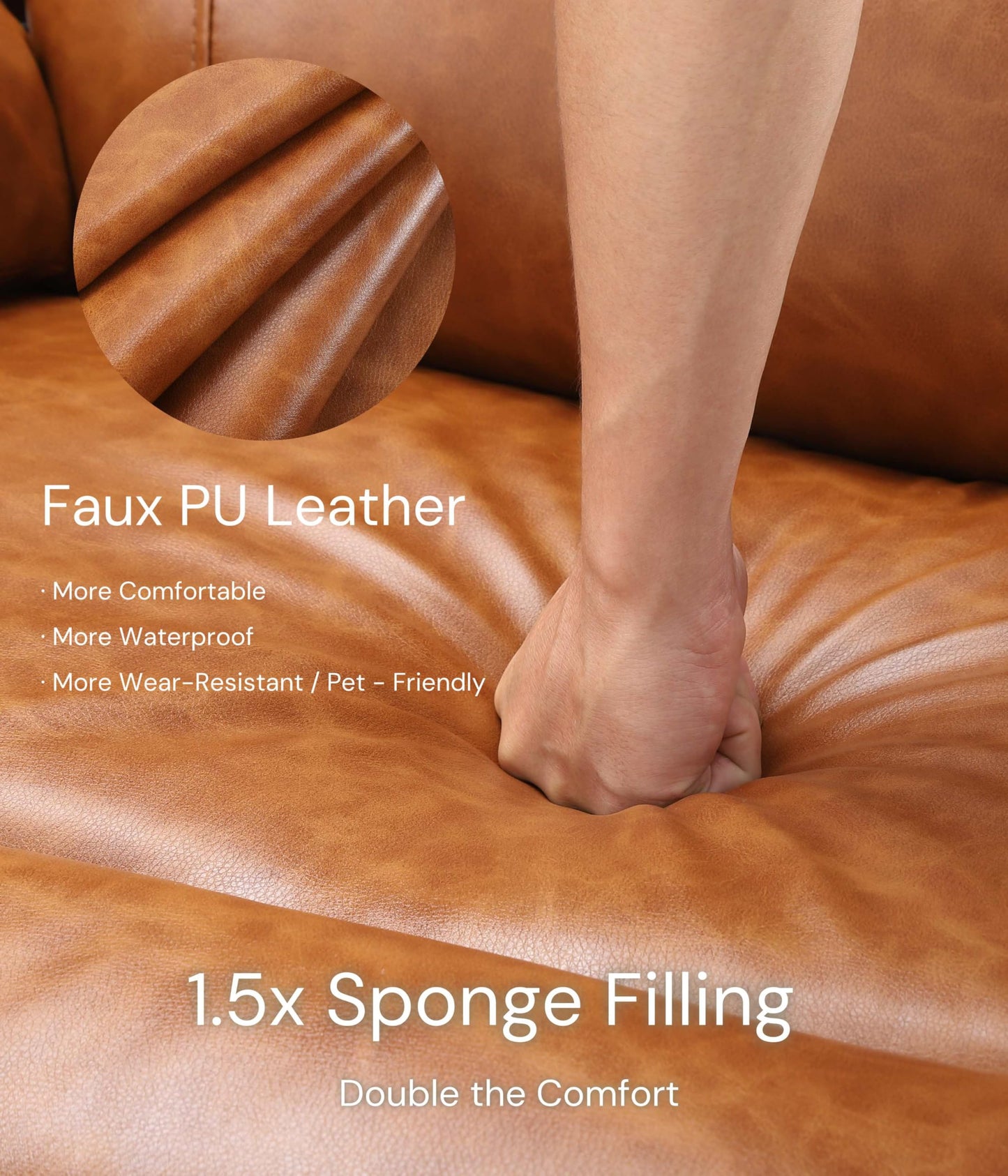 GarveeHome Oversized Recliner Chair - Faux PU Leather Large Manual Recliner for Adults, Exceptional Comfort Lazy Chair with 1.5X Sponge Filling and Easy Recline Mechanism for Relaxation