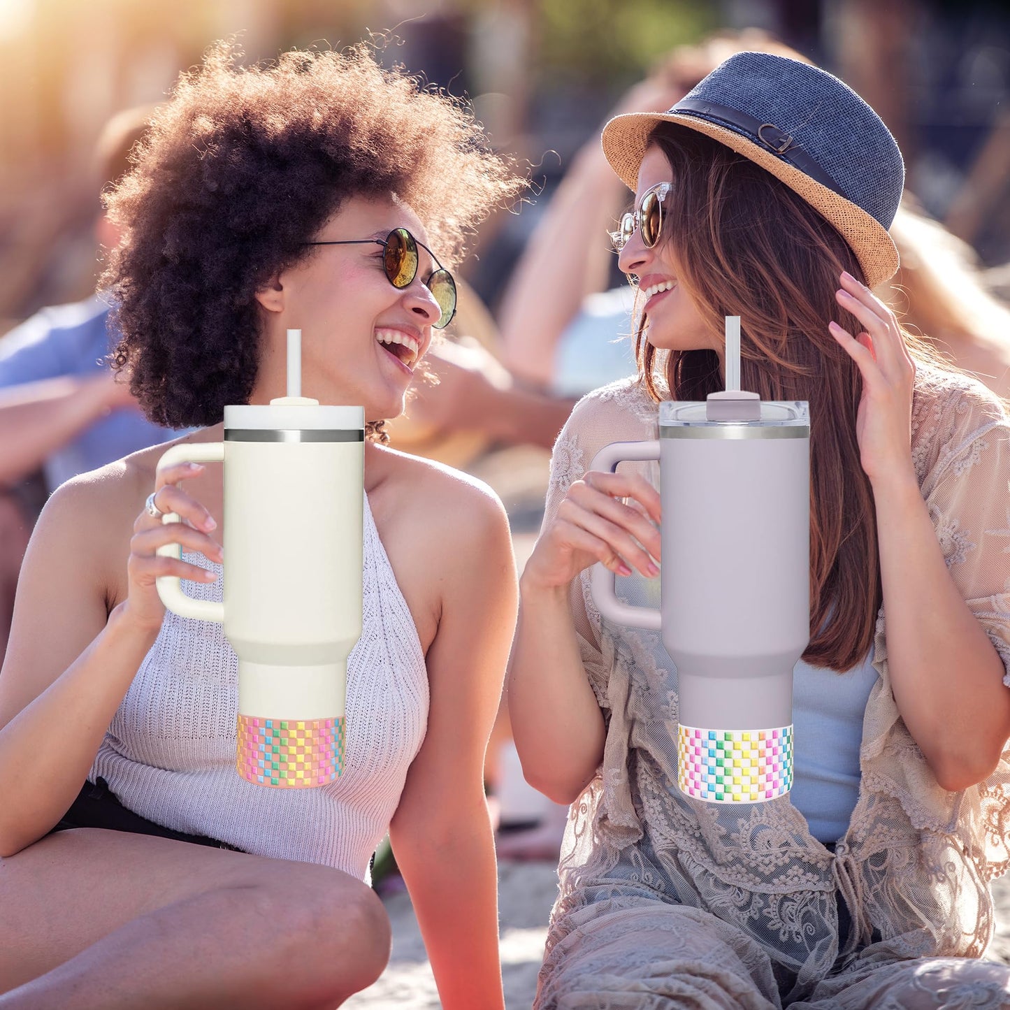 HEYSKAY 2pcs Protective Flask Silicone Boot Base for Stanley Quencher Adventure 40oz & Stanley IceFlow 20oz 30oz Tumbler, and Compatible with 12-24oz Hydro Sport Water Bottles,Yeti and More