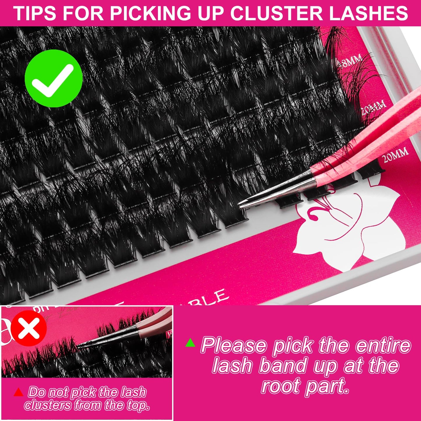 Fowendia Fluffy Individual Lashes 100D D Curl Cluster Eyelash Extensions 10-18mm Wispy DIY Lash Extension Thick Volume False Eyelashes Clusters for Beginners
