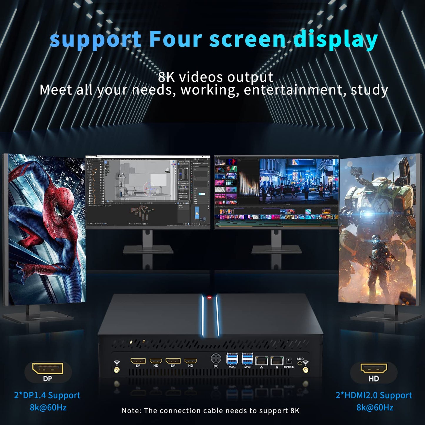 Kinupute Mini Gaming PC, Small Desktop Computer Core i9-12900F Upto 5.1GHz, Win-11 Pro, 64G DDR5| 2T PCIE4.0 SSD, GeForce RTX3060 12G, Dual LAN, Four Display, 8K Output, WiFi6E/BT5.3 for Video Editing
