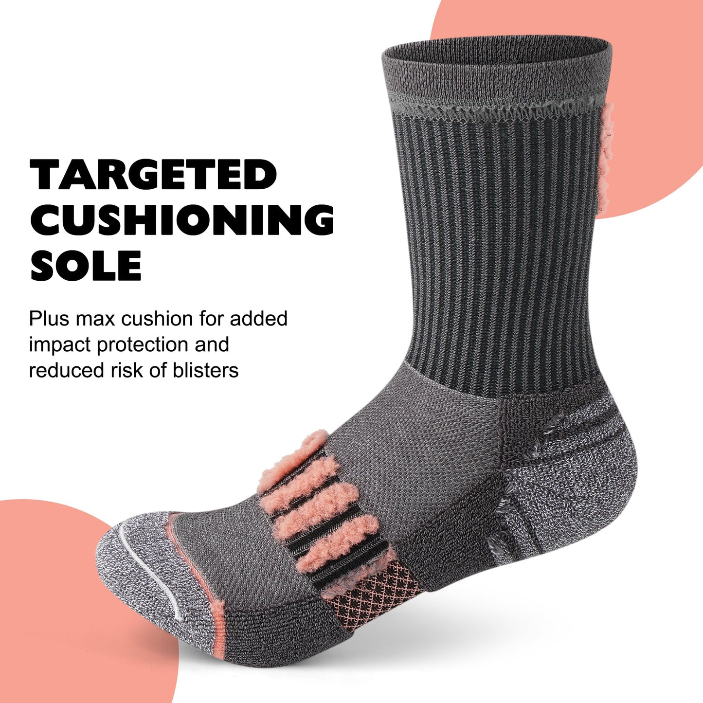 Amutost Crew Socks Women 3-6 Pairs: Hiking Athletic Running Crew Socks with Support Cushioned Socks