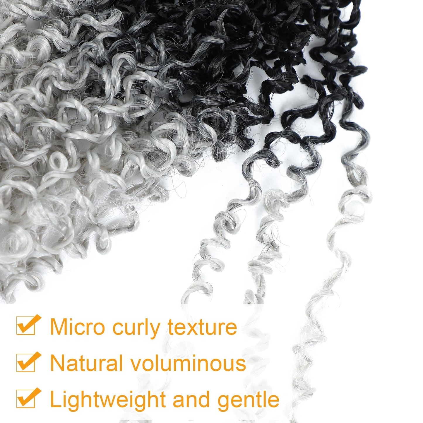 Aksice Pre-looped Yanky Twist Crochet Hair 8 Inch 8 Packs Bohemian Passion Twist Spring Mini Twist Crochet Hair for Black Women Boho Crochet Braids Synthetic (1Bgray)