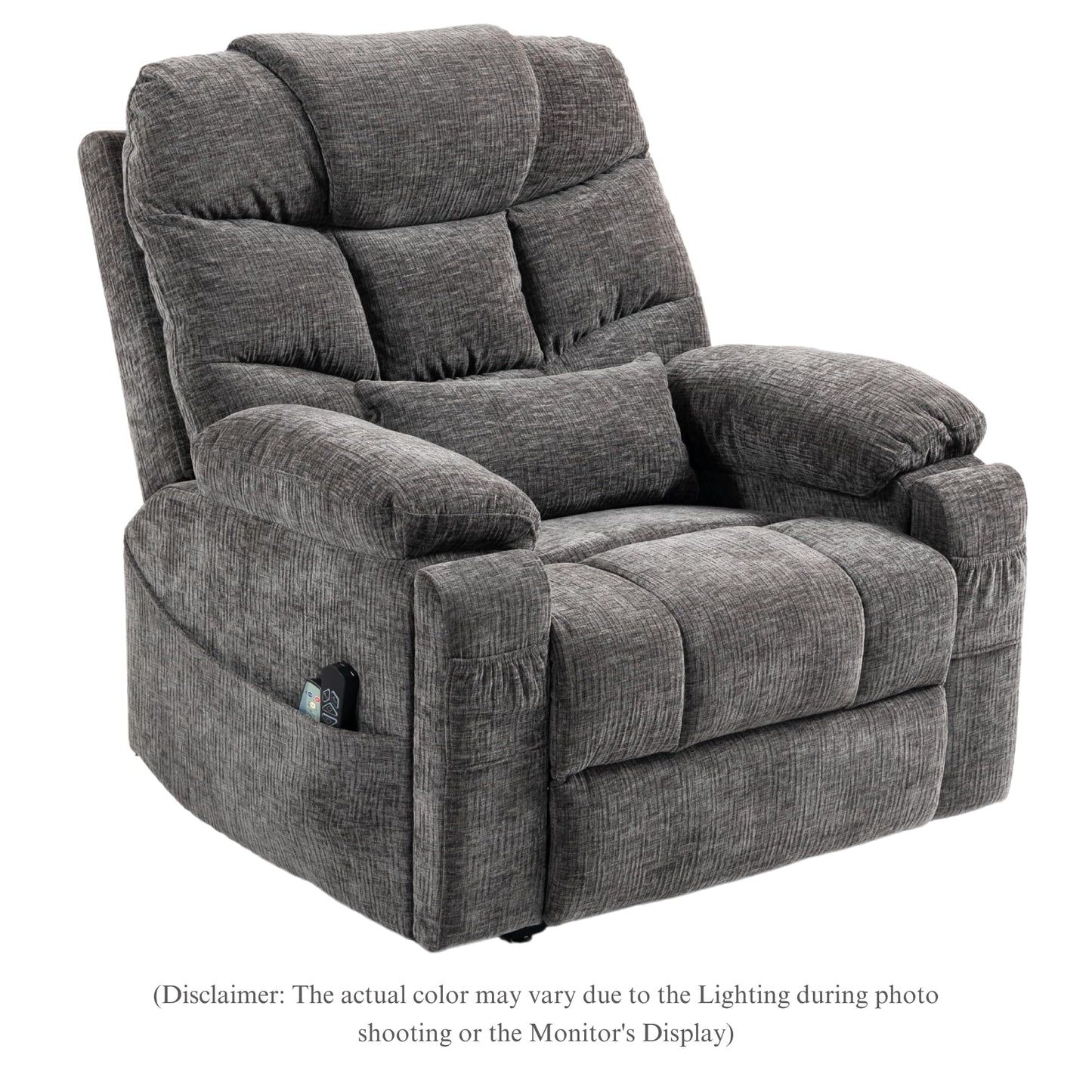 Power Lift Recliner for Elderly Adults, Dual Motor Lay Flat Lift Chair with Heat Massage, Cup Holder & Wireless Phone Charger, USB Type C Charging, Big Tall 400 lbs