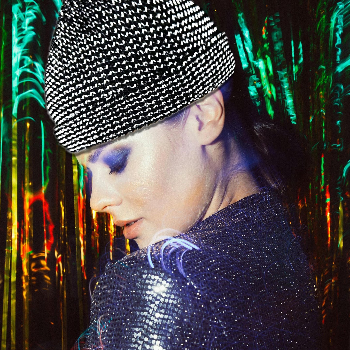 Oeyliz Reflective Beanie Men Women Unisex Reflective Hat Winter Warm Reflective Running Beanie Hat Night Running Walking Reflective Beanie Hats Black Winter Reflective Running Beanie Hat (Black)