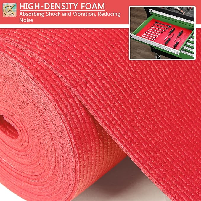 Foam Toolbox Liner Shelf Liner, Thickened Durable Pad Tool Box Mat for Protecting Your Tools, Work Surfaces, Garage, Chest -Red 3mm Thickness, 16 inch*16 ft