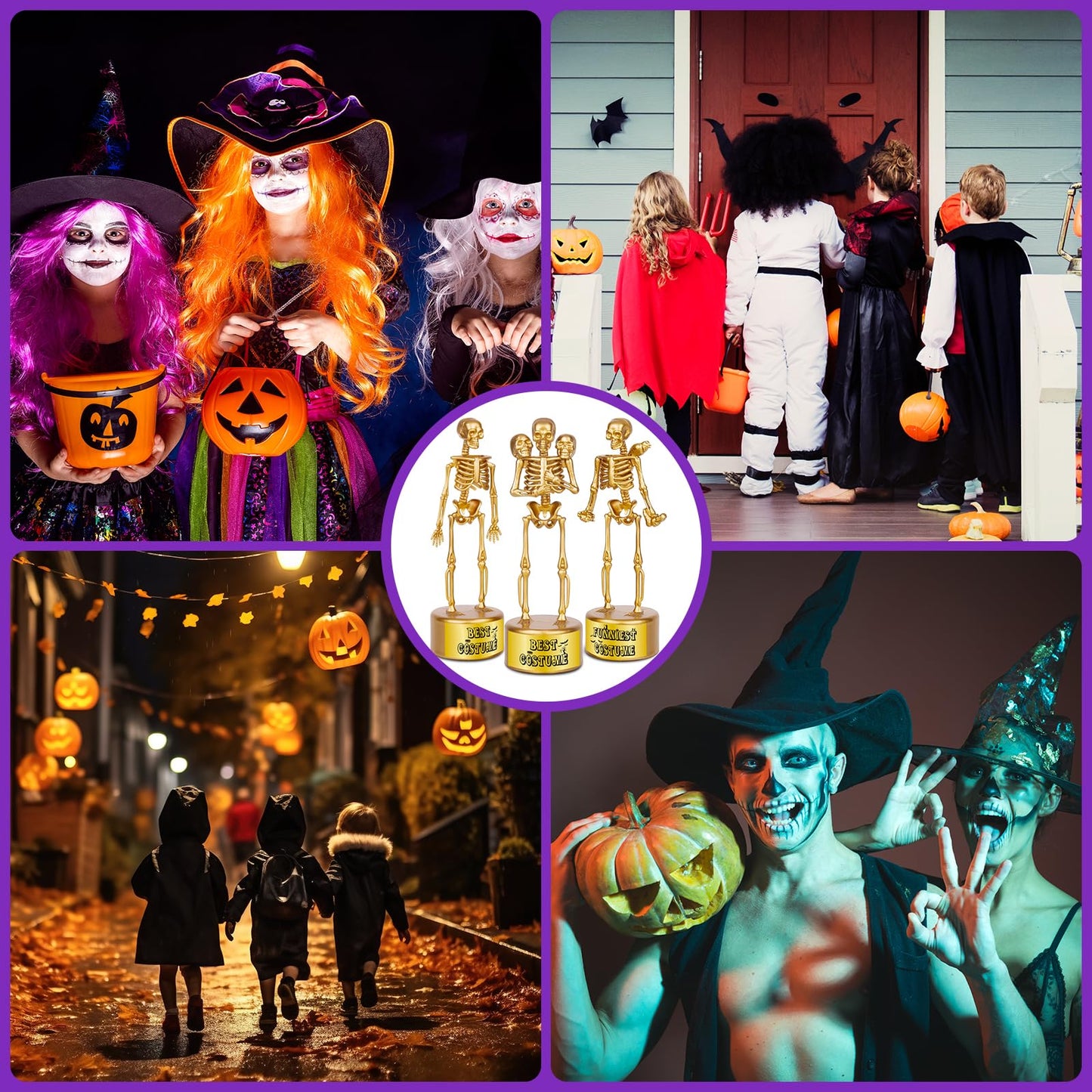 AORZIT Halloween Trophy 6 Pack Best Costume Skeleton Trophies for Kids Adults, Halloween Skeleton Funny Trophy Plastic Tropies for Contest Awards, Halloween Party Prizes for Adults Party Supplies(B)