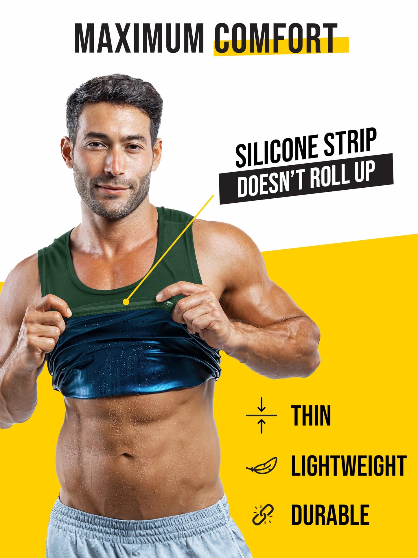 Sweat Spark Men's Sweat Vest - Enhance Your Workouts and Boost Weight Loss Efforts with Increased Sweating and Compression Technology (XS) Olive Green