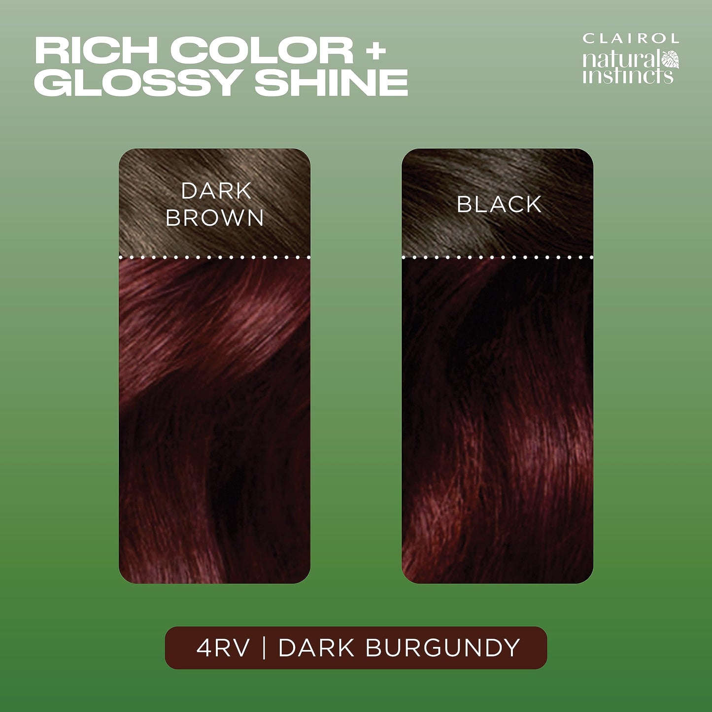 Clairol Natural Instincts Demi-Permanent Hair Dye, 4RV Dark Burgundy Hair Color, Pack of 3