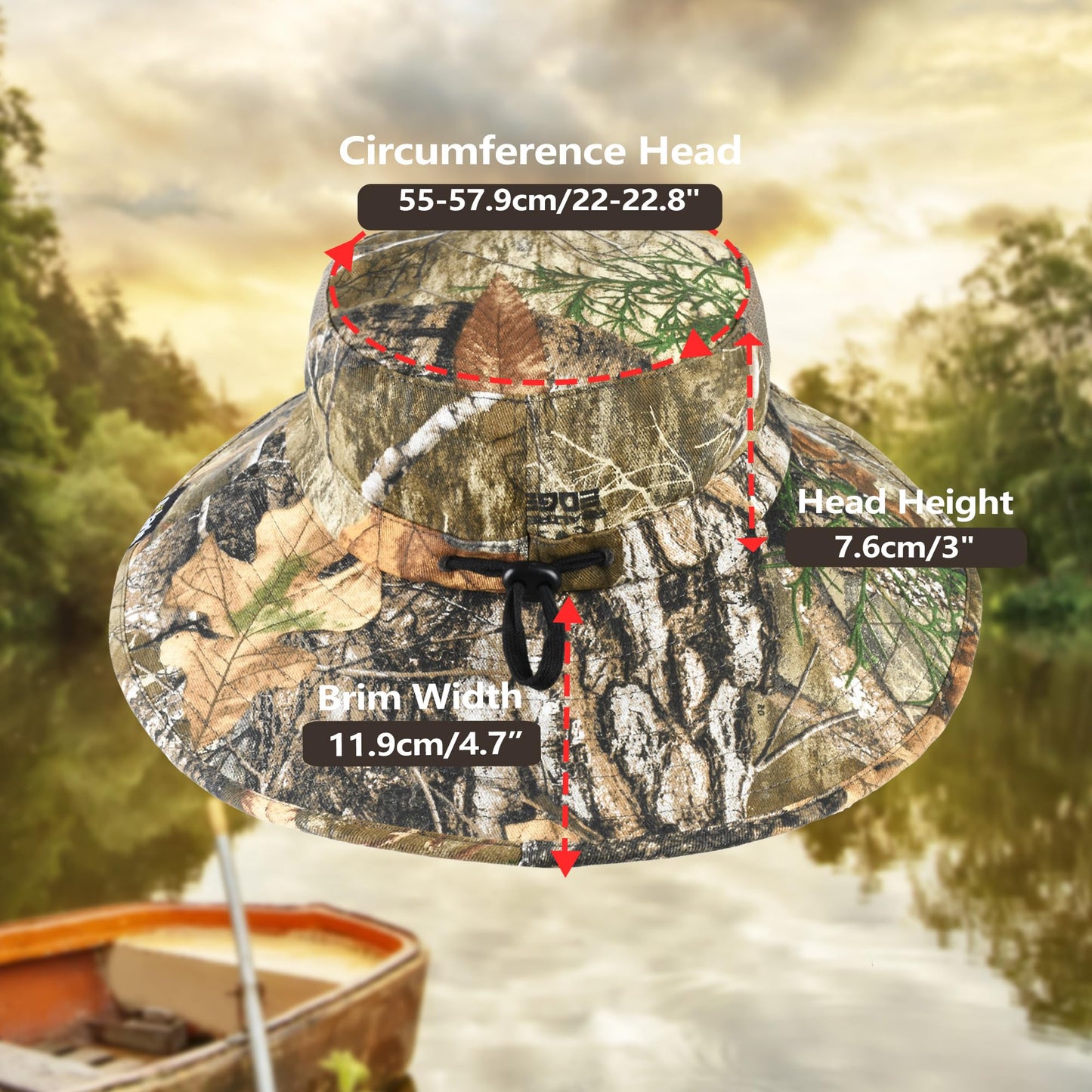 Solaris Mossy Oak Hunting Hat, UPF 50+ Sun Protection Packable Camo Hat for Women Men, Thick Material Suitable for Fall Winter Outdoors Safari Activity