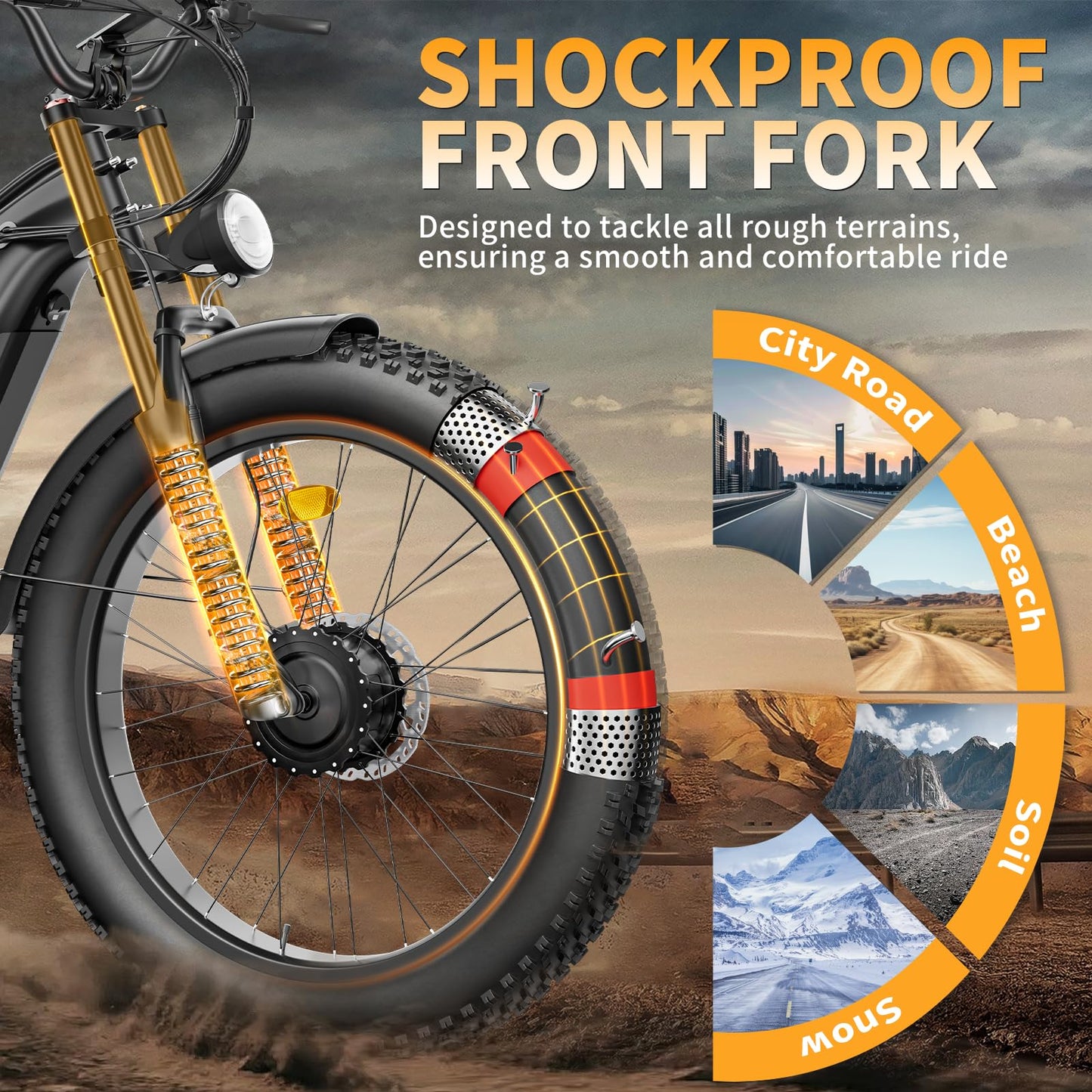FREESKY Electric Bike for Adults-Dual Motor 3500w 48v 25ah Battery 26x4 Fat Tire 38MPH Electric Bicycle 60-95 Miles Hydraulic Disc Brake Electric Mountain Bike Step-Through Speed Unlocked Ebike