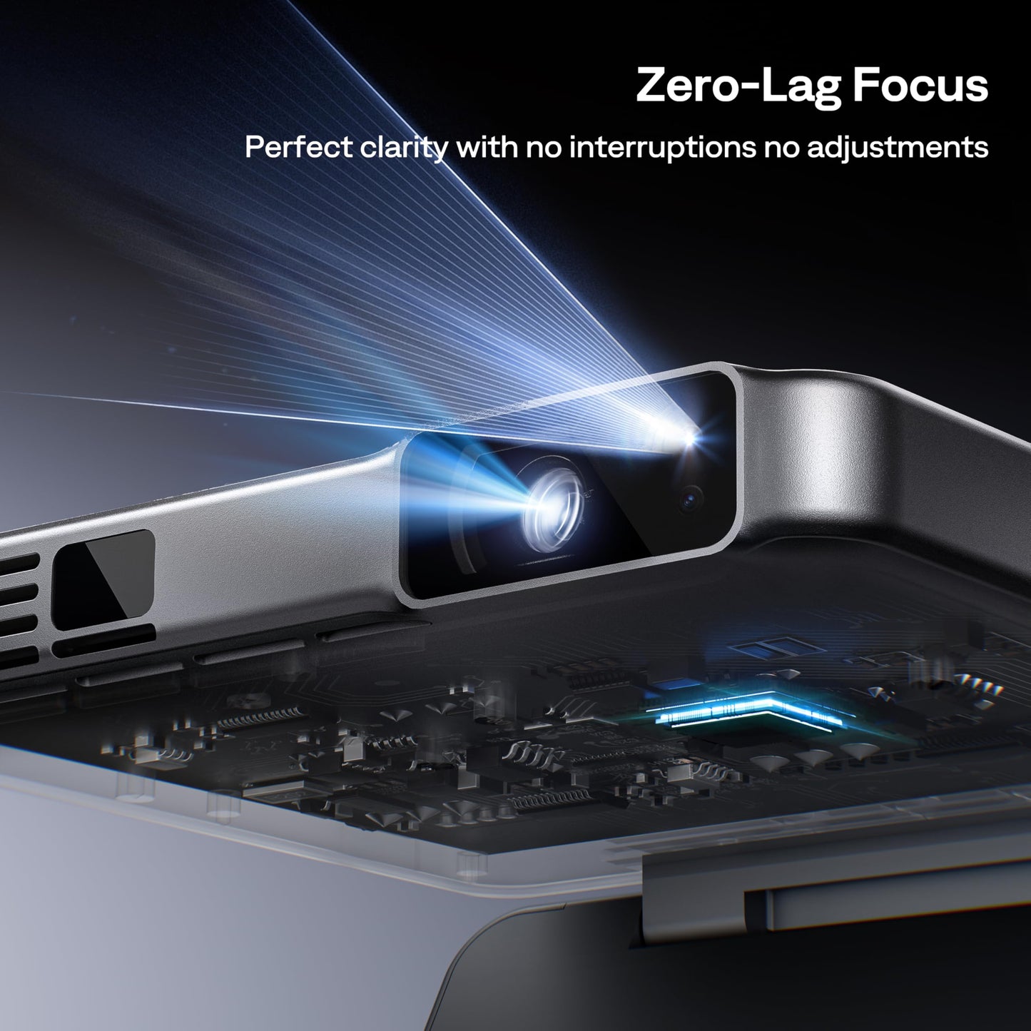 Aurzen ZIP Tri-Fold DLP Truly Mini Projector, Pocket Size, Zero-Lag Focus, One-Click Screen Mirroring, Full-Screen Mode, Type-C Fast Charging, 5,000mAh Battery, Indoor Outdoor Portable Projector, Grey