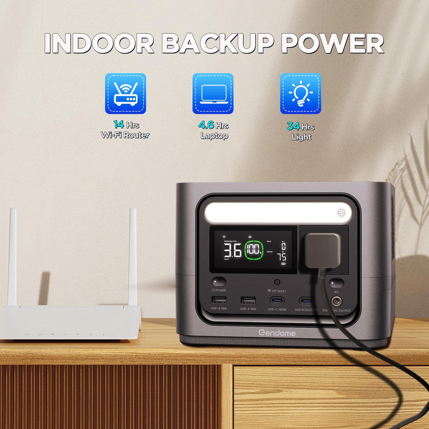 Go 300 Portable Power Station, 288Wh LiFePO4 Battery with 300W AC Outlet, Dual 140W USB-C Ports PD 3.1 Fast Charging, Solar Generator for Home Backup, Outdoor Camping, Travel, and Emergencies