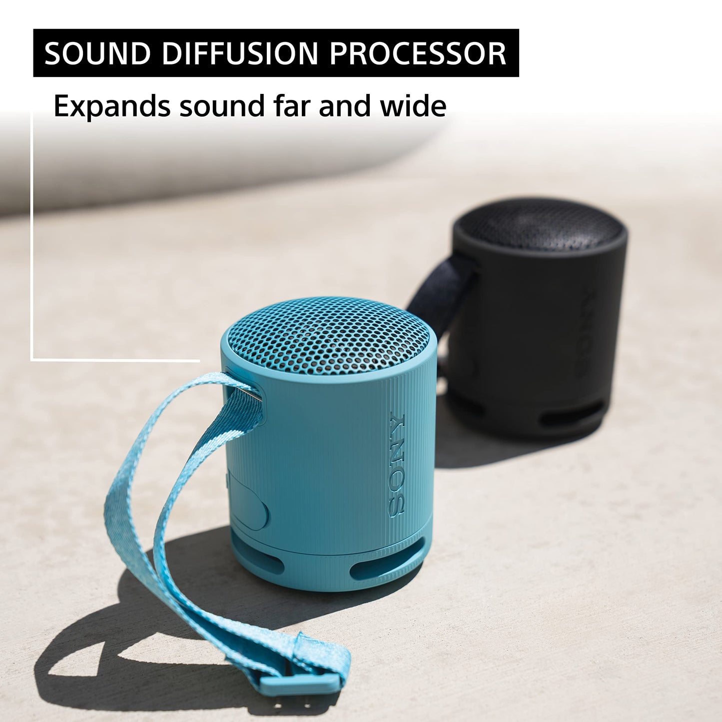 Sony SRS-XB100 Wireless Bluetooth Portable Lightweight Super-Compact Travel Speaker, Durable IP67 Waterproof & Dustproof Shower Speaker, 16 Hour Battery, Versatile Strap, & Hands-free Calling, Black