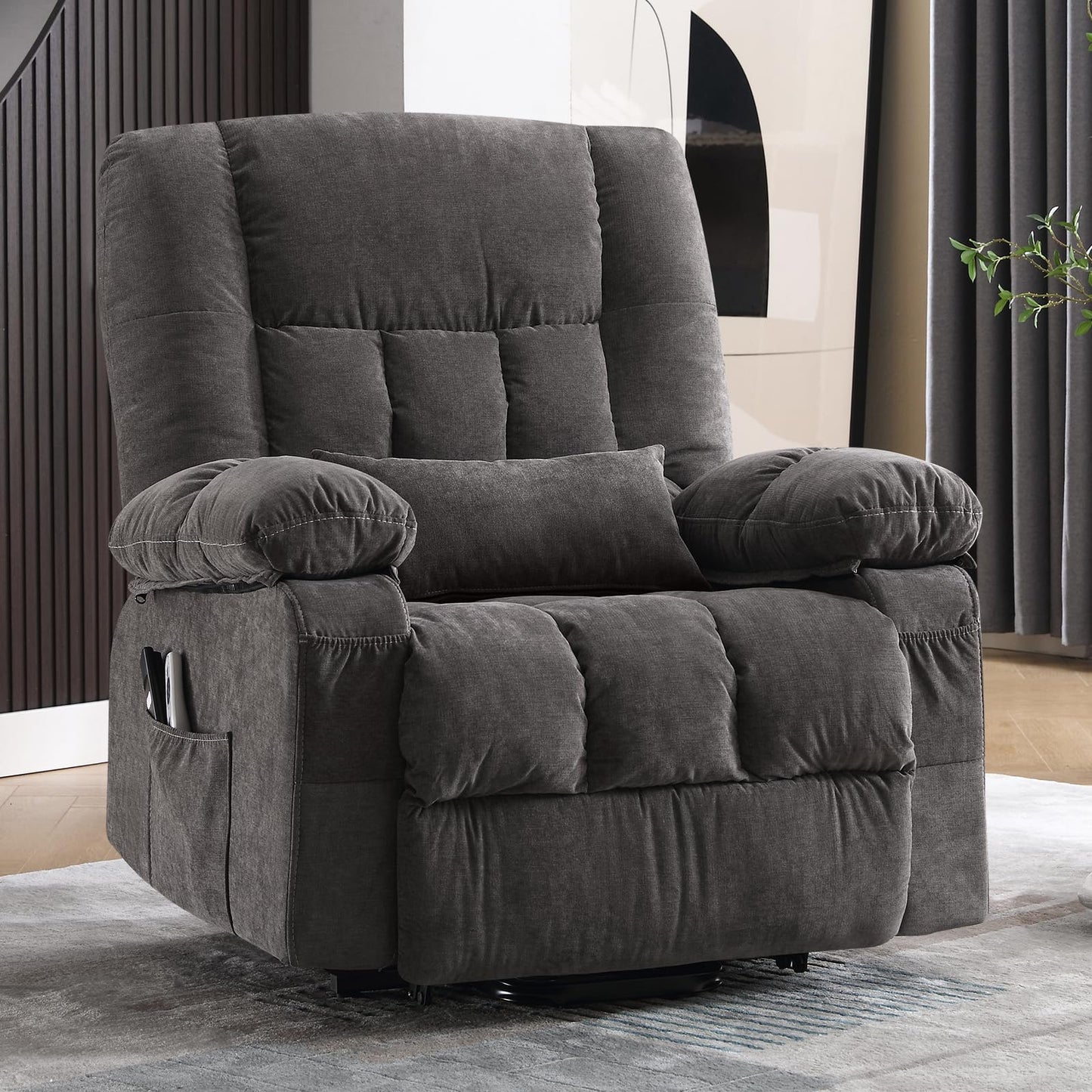 BOSMILLER Power Lift Recliner Chair Recliners for Elderly with Heat and Massage Recliner Chair for Living Room with Infinite Position and Side Pocket,USB Charge Port