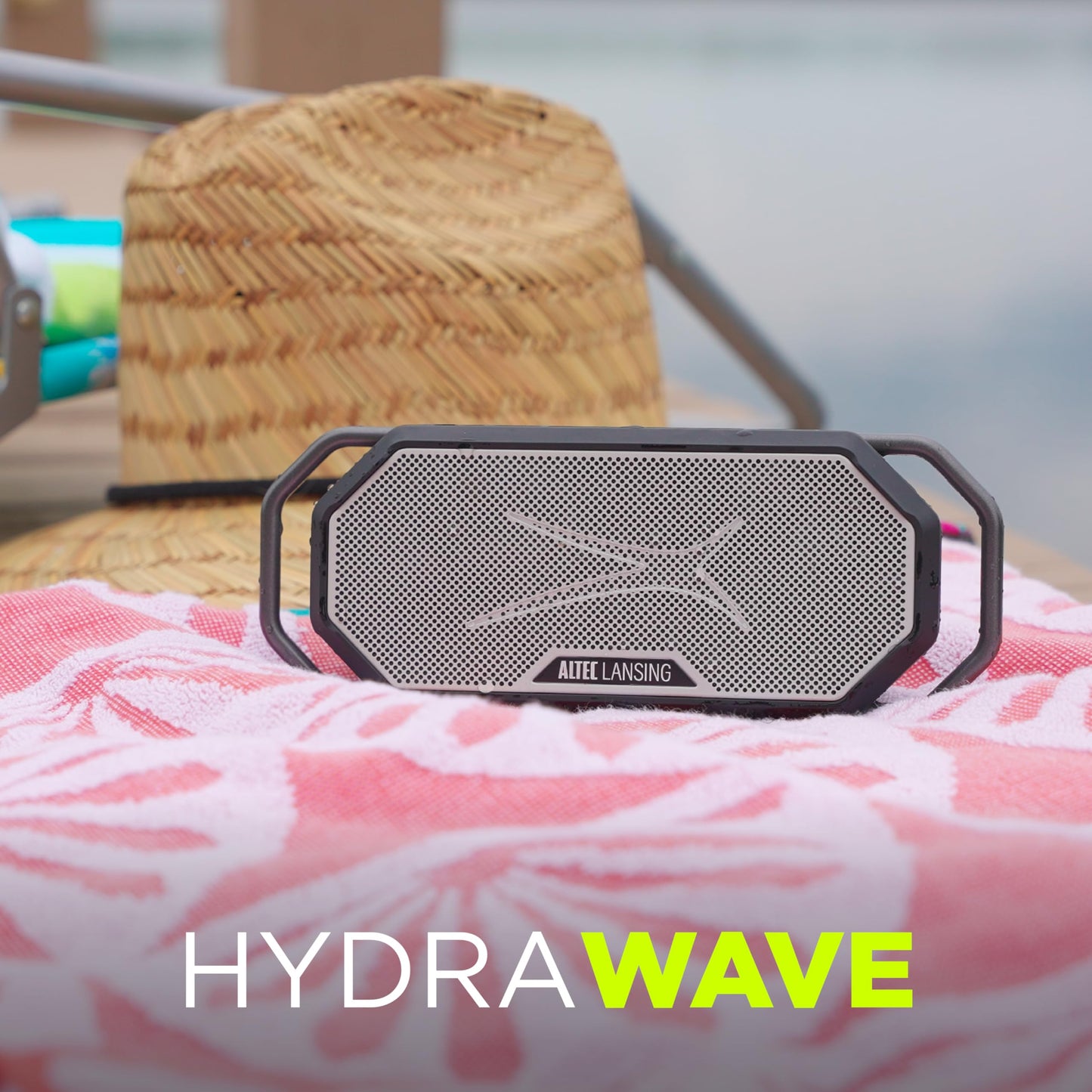 Altec Lansing HydraWAVE Portable Bluetooth Speaker, 12h Playtime, USB-C Quick Charge, True Wireless Pairing, IP67 Waterproof Bluetooth Speaker, Voice Assistant Compatible