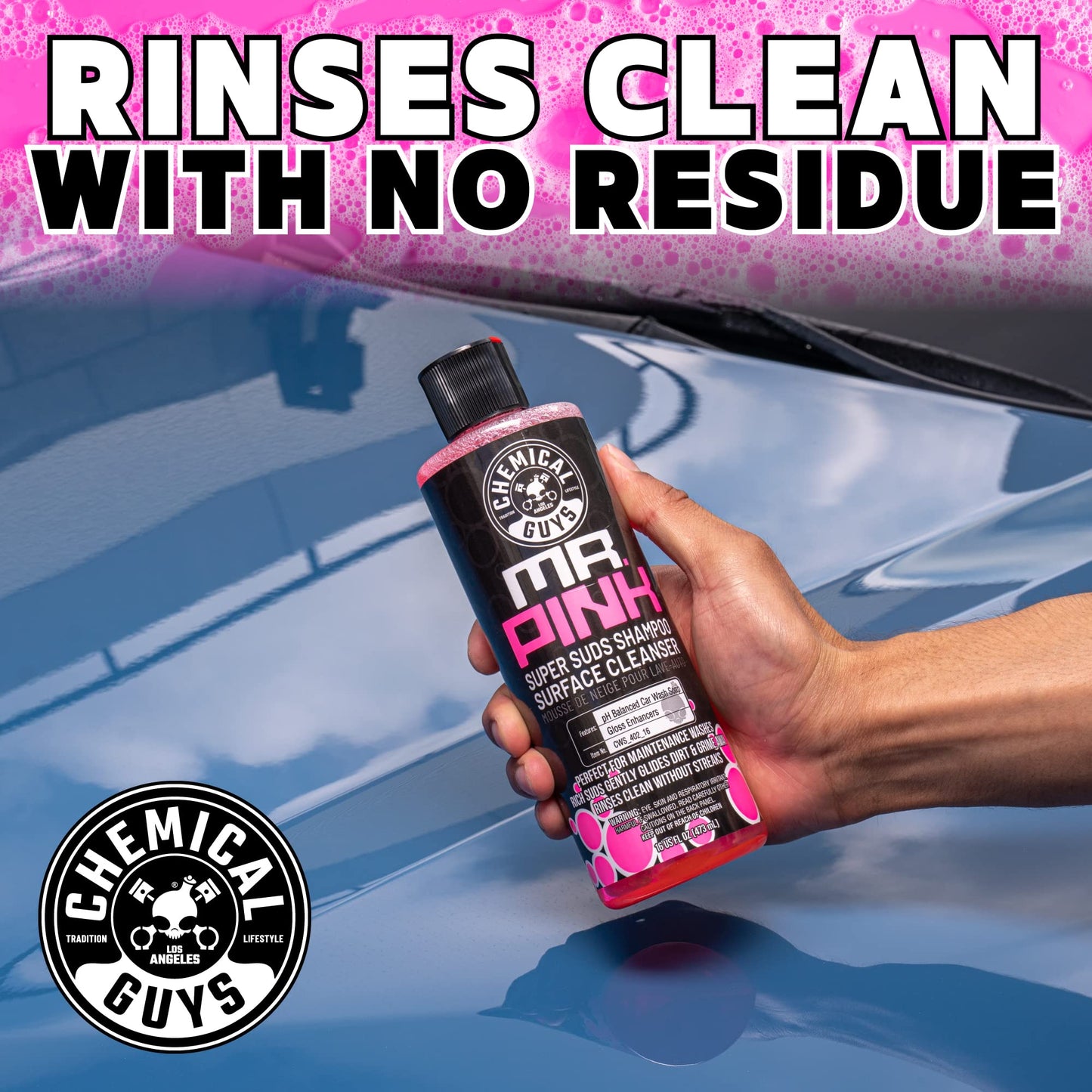 Chemical Guys Mr. Pink Foaming Car Wash Soap, High-Suds pH-Balanced Car Shampoo, Safe for Wax & Sealants, Works with Foam Cannons & Bucket Wash, Safe on All Paint Finishes, 64 oz, Candy Scent