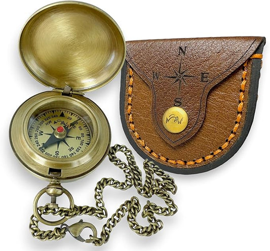 Backpacking Navigation Handmade Brass Personalize Compass for Best Man Get Well Hiking Camping Hunting Trekking Sailing Adventure Travelling Graduation Day Birthday Gifts for Son Back to School